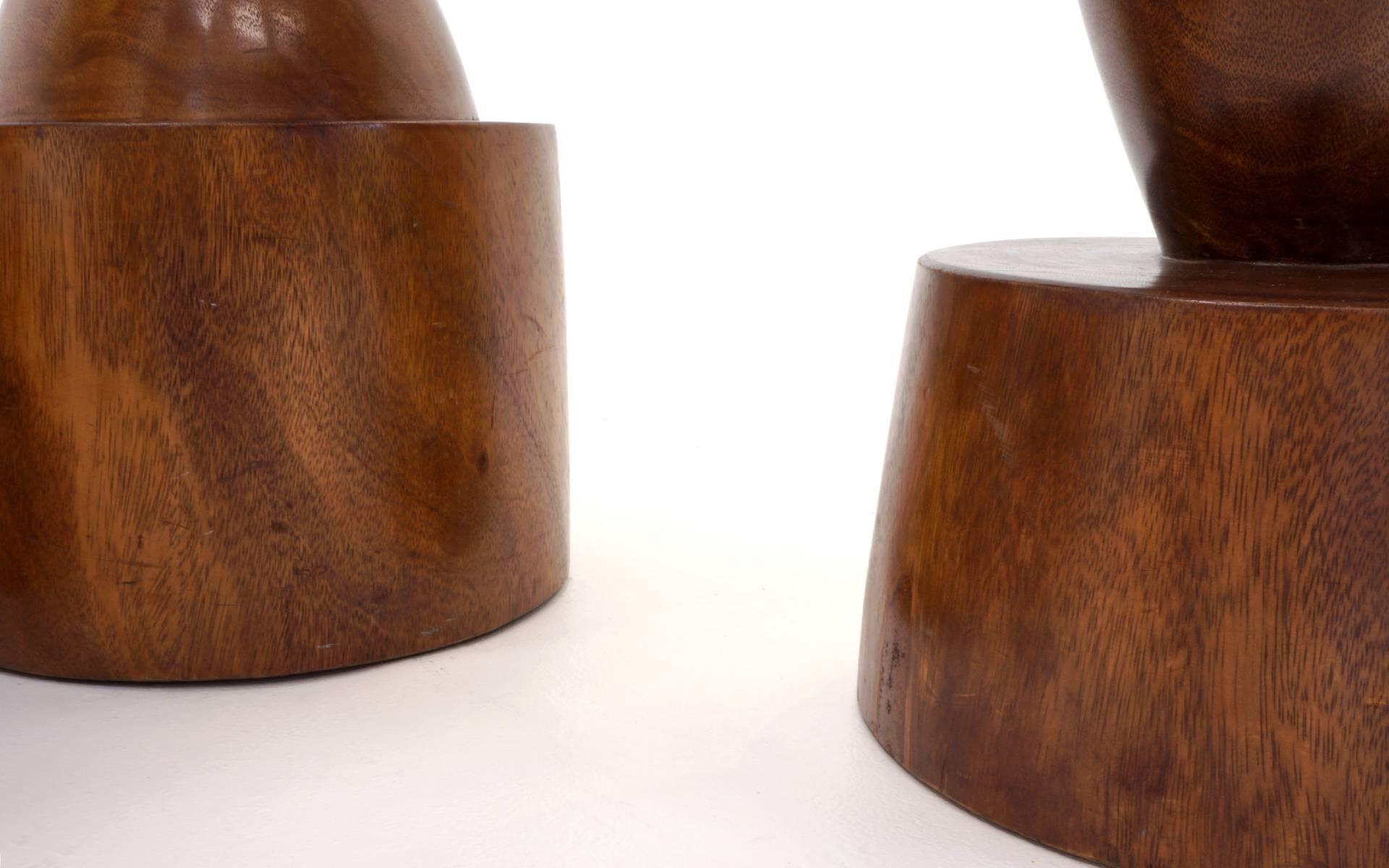 Mid-Century Modern Set of Four 1960s Barstools of Solid Walnut and Exotic Woods