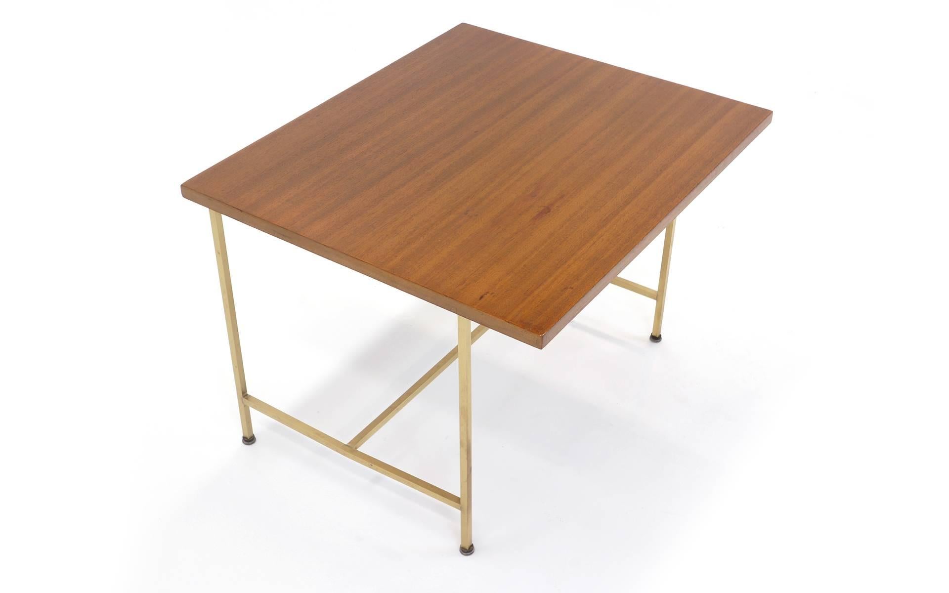Paul McCobb Occasional Table with Brass Frame and Cantilevered Top In Excellent Condition For Sale In Kansas City, MO
