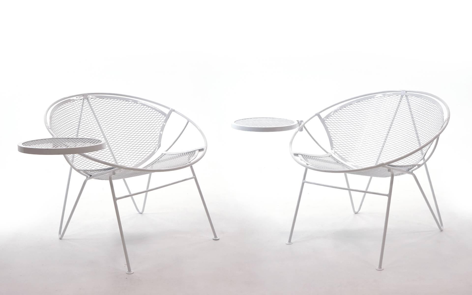 Price is for a PAIR.  Let us know if you want a single.  We have 10 sets ( 5 pairs) of these sets. A set consists of a chair, detachable footrest, and side table. This design is the best combination of style and comfort in outdoor seating. Very rare