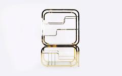 Milo Baughman Style Brass and Glass Adjustable Width Etagere, Excellent