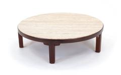 Edward Wormley for Dunbar Round Coffee Table with Travertine Top