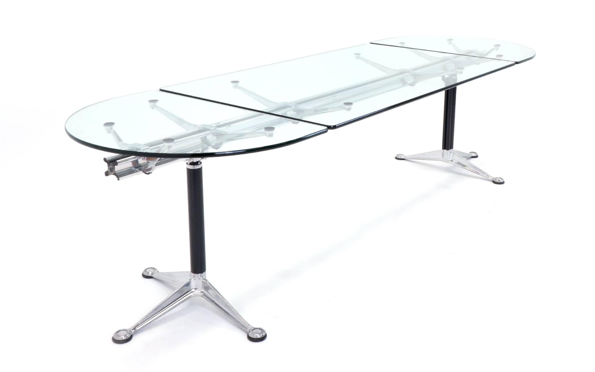 We love the scale of this table. It is just over 9 ft long and is a relatively narrow 36