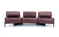 Vico Magistretti for Cassina Veranda Three Seat Modular Sofa in Brown Leather