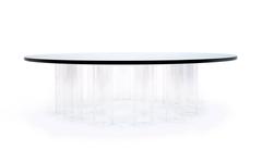 Round Coffee Table with Glass Top and Lucite Base