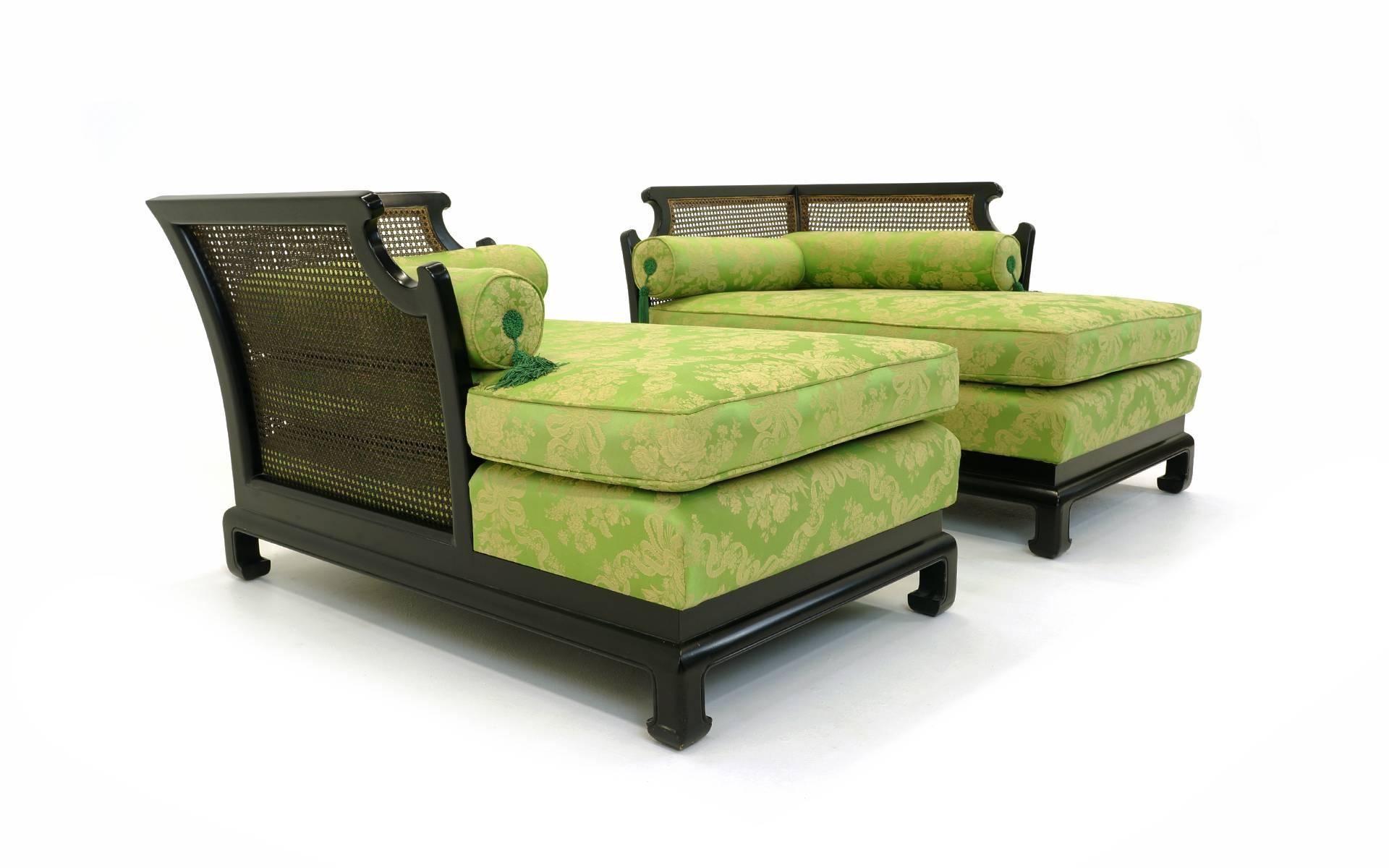 Mid-Century Modern Pair of Asian Settees or Chaise Longues