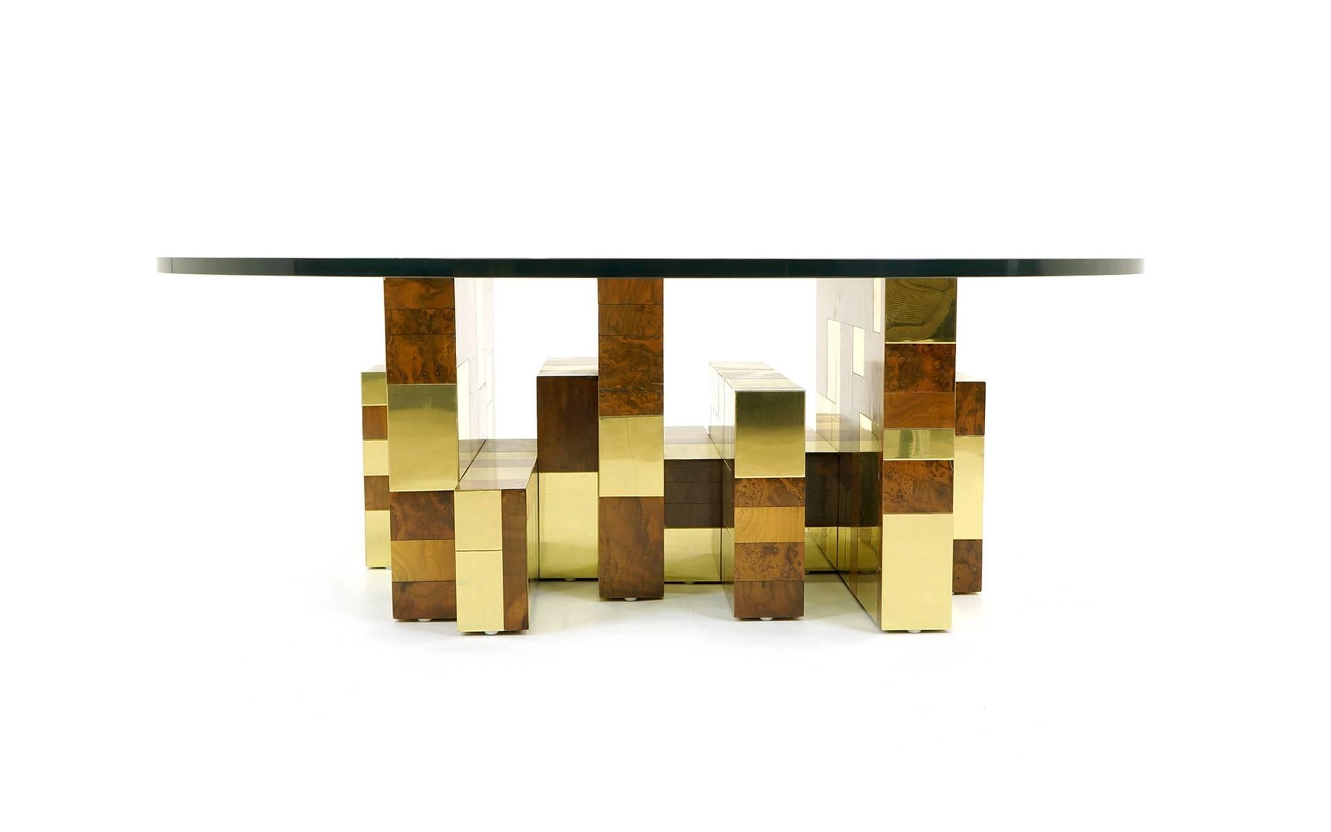 American Paul Evans Studio for Directional Cityscape Round Coffee Table, Rare Example