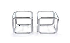 Excellent Pair of Chrome and Glass Side or Bedside Tables Attributed to Baughman