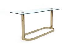 Pace Collection Glass Console/Sofa Table, Brass Base Nice Patina