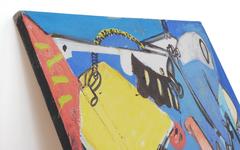 Lester Goldman Painting, "Lil Construct with One Tear" Oil on Canvas, 1987