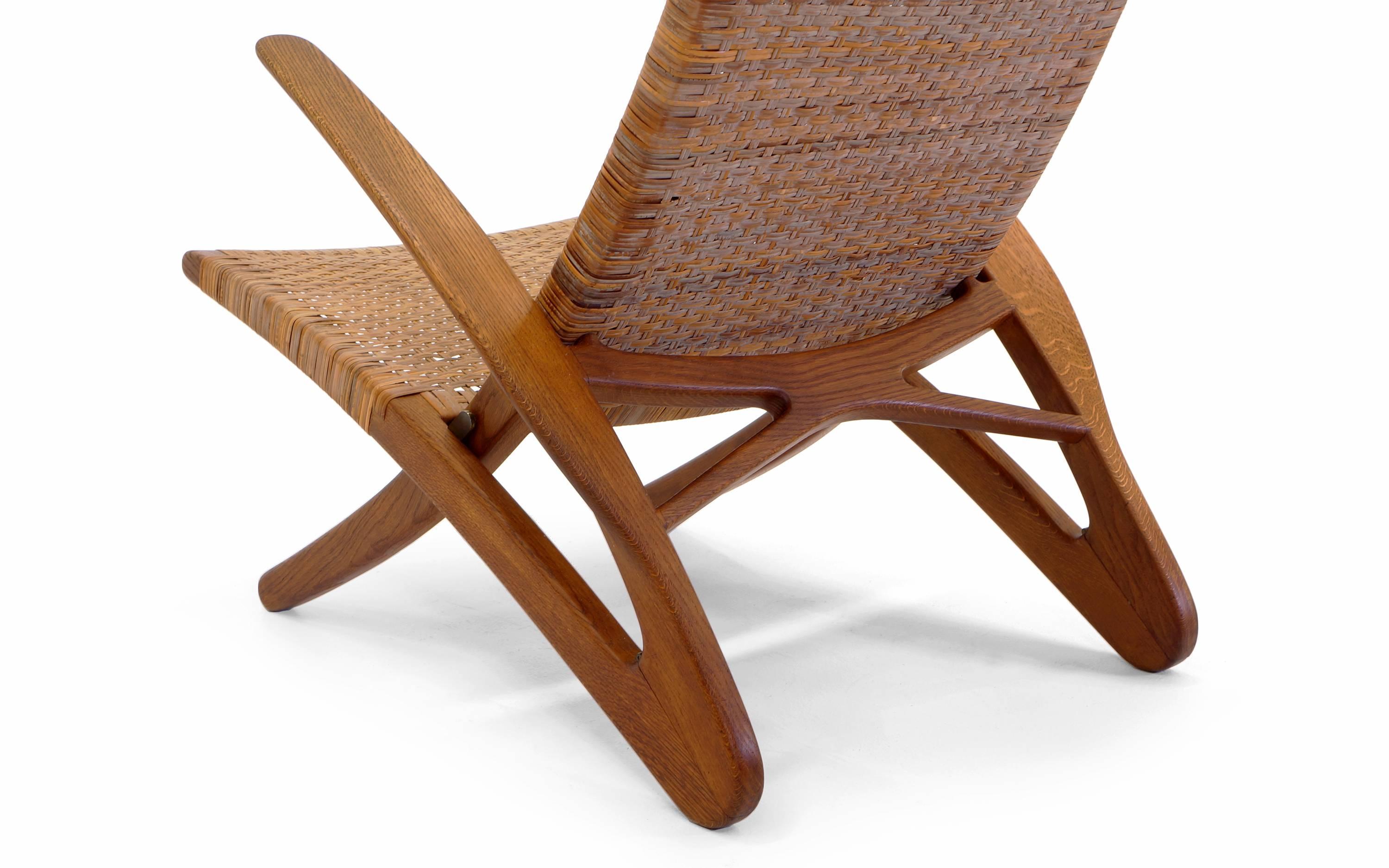 Danish Rare Hans Wegner Dolphin Folding Lounge Chair Johannes Hansen, Denmark, 1950