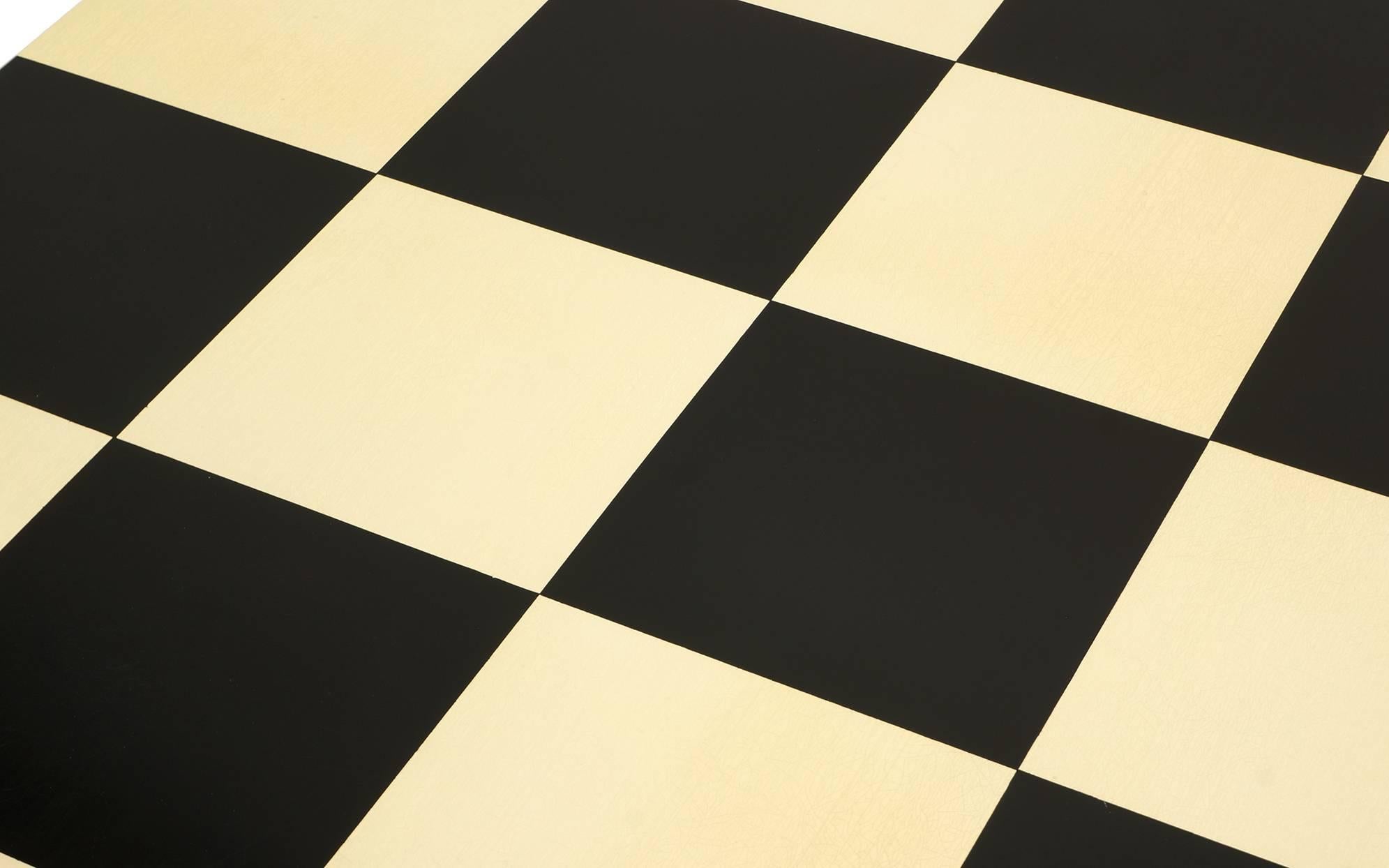 Mid-Century Modern Large Square Black and White Checkerboard Coffee Table by Milo Baughman