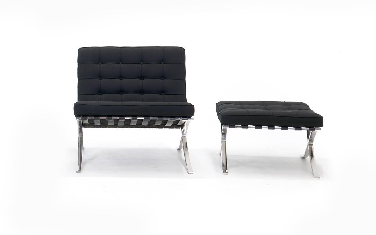 American Mies Van Der Rohe for Knoll Barcelona Chair with Ottoman