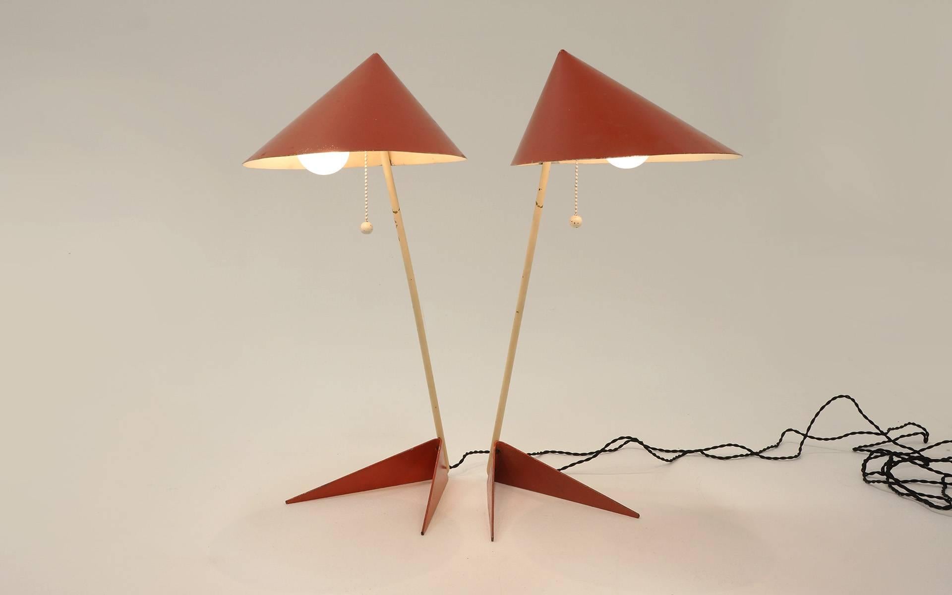 Scandinavian Modern Great Pair of Table Lamps by Svend Aage Holm Sorensen, Denmark, 1950 For Sale