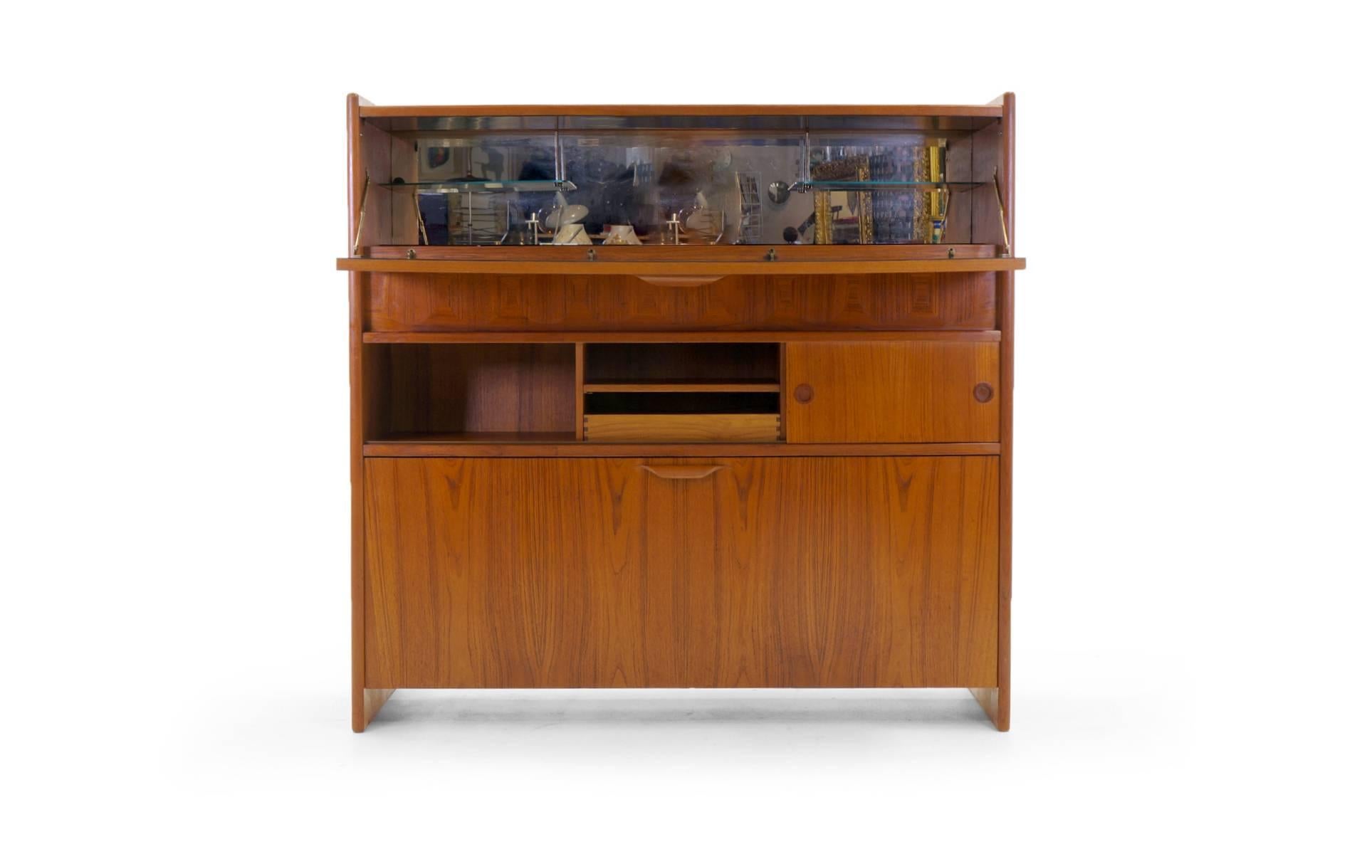 Mid-20th Century Teak Dry Bar by Johannes Anderson & Pair of Erik Buch Teak & Rosewood Barstools