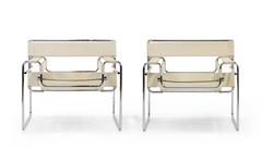 Set of Four Marcel Breuer Wassily Chairs for Knoll, Ivory Leather