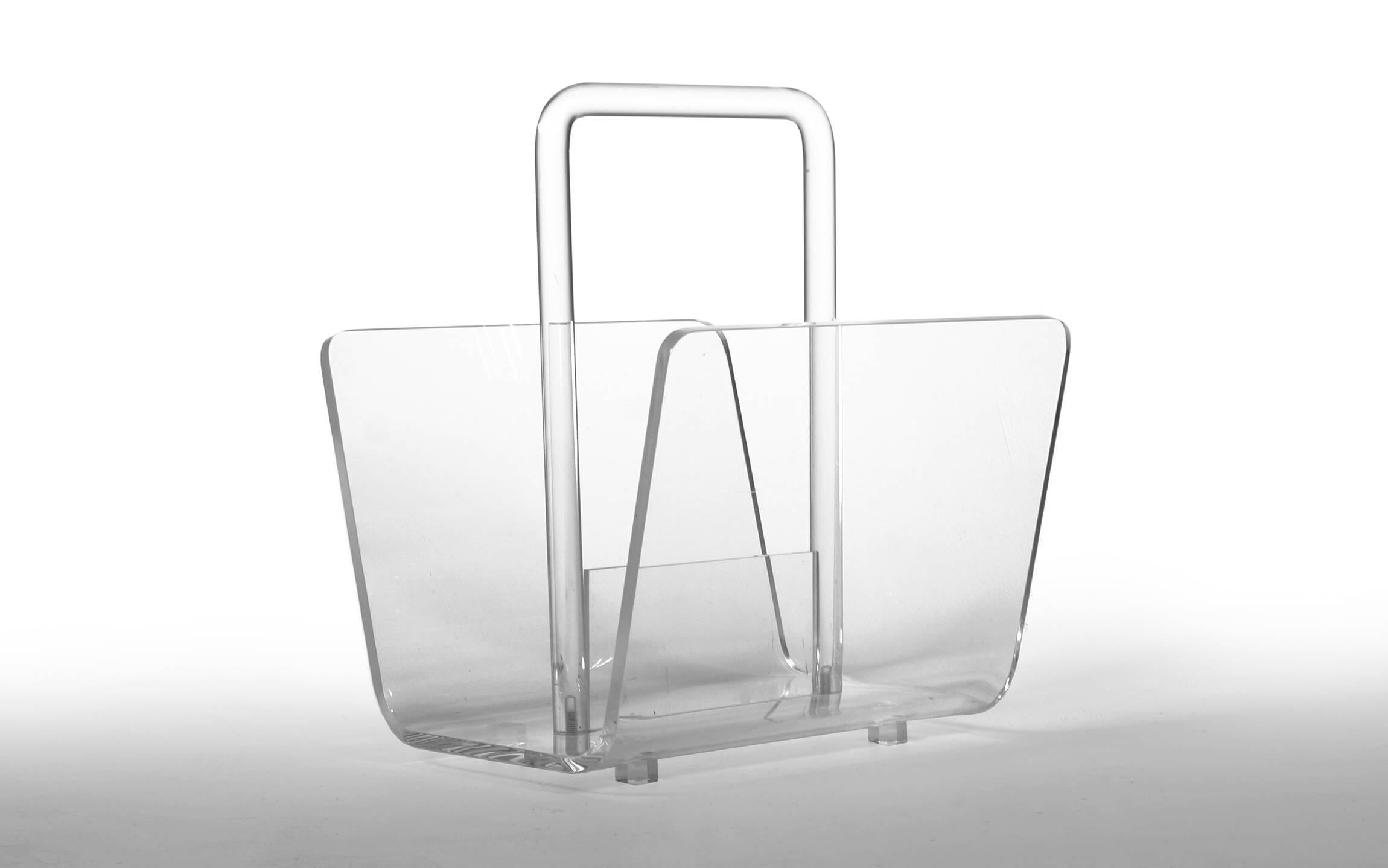 lucite magazine racks