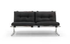 Arthur Umanoff Settee / Loveseat pour Directional:: Chrome tubulaire:: Nouveau rembourrage