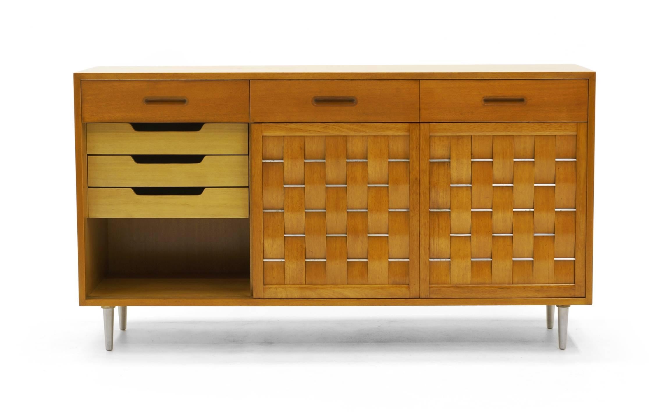 Edward Wormley for Dunbar Woven Front Storage Cabinet/Sideboard, Excellent In Excellent Condition In Kansas City, MO