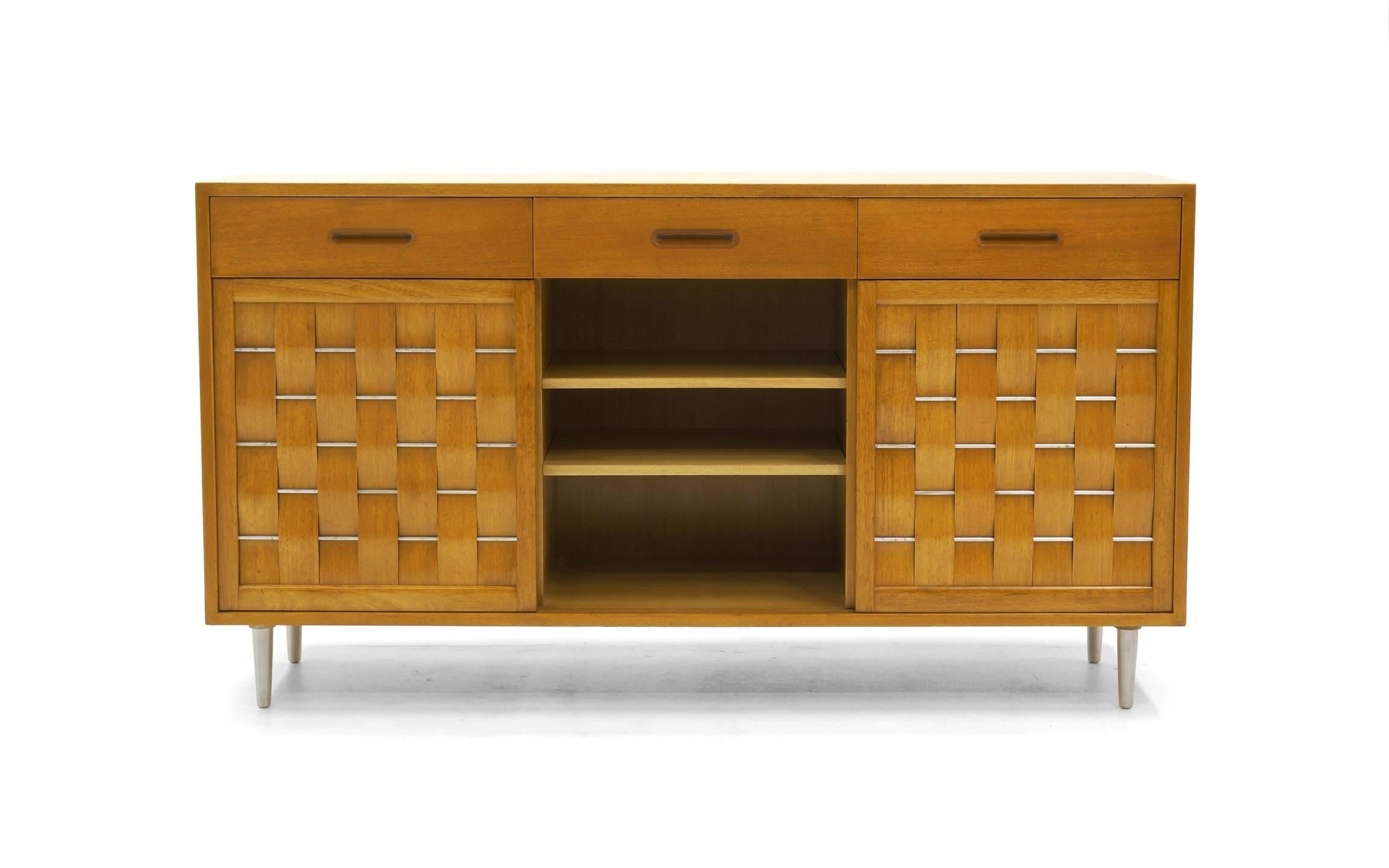 American Edward Wormley for Dunbar Woven Front Storage Cabinet/Sideboard, Excellent
