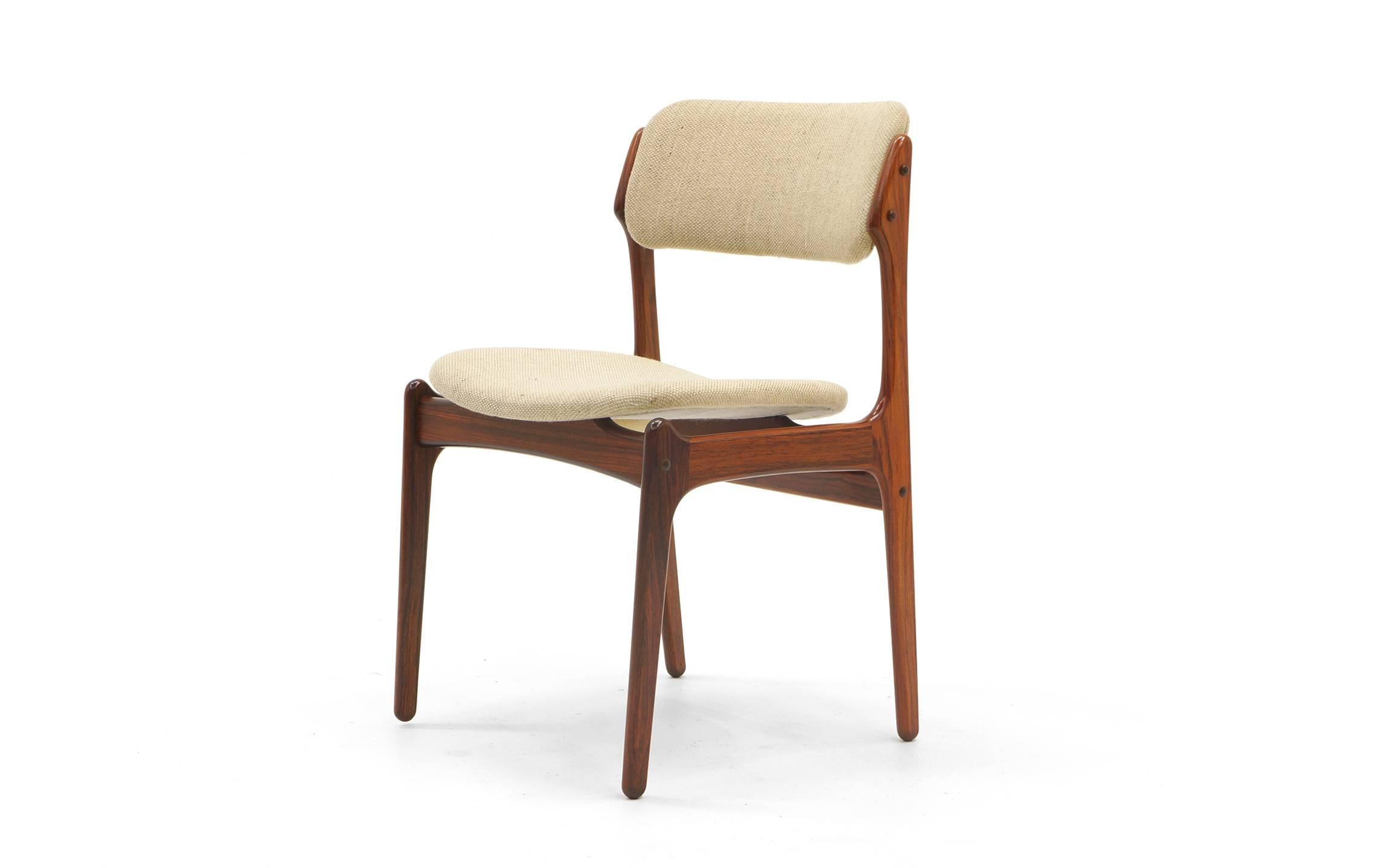 Mid-20th Century Set of Eight Rosewood Danish Modern Dining Chairs Designed by Erik Buch