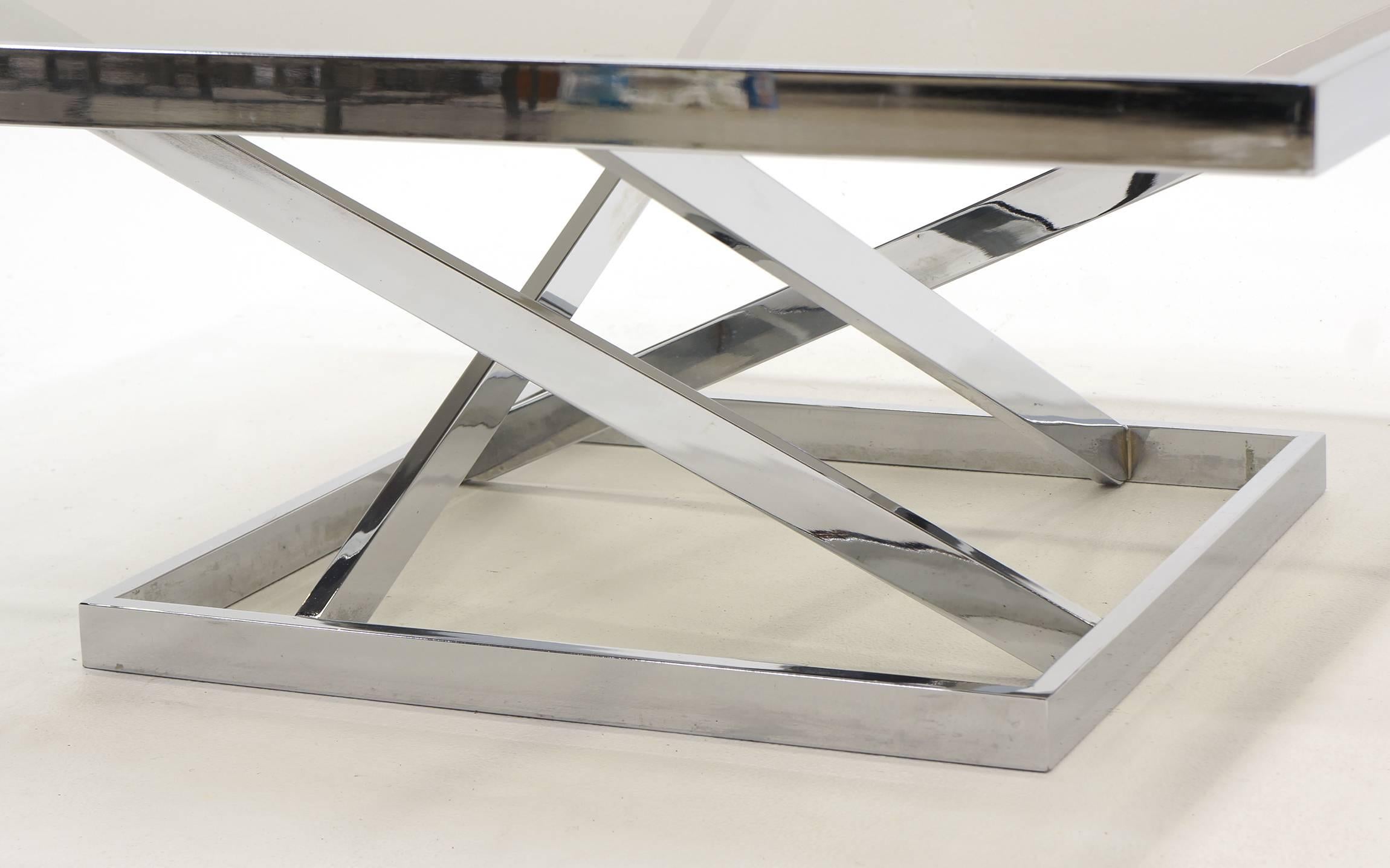 American Square Chrome and Smoked Gray Glass Coffee Table Attributed to Milo Baughman For Sale