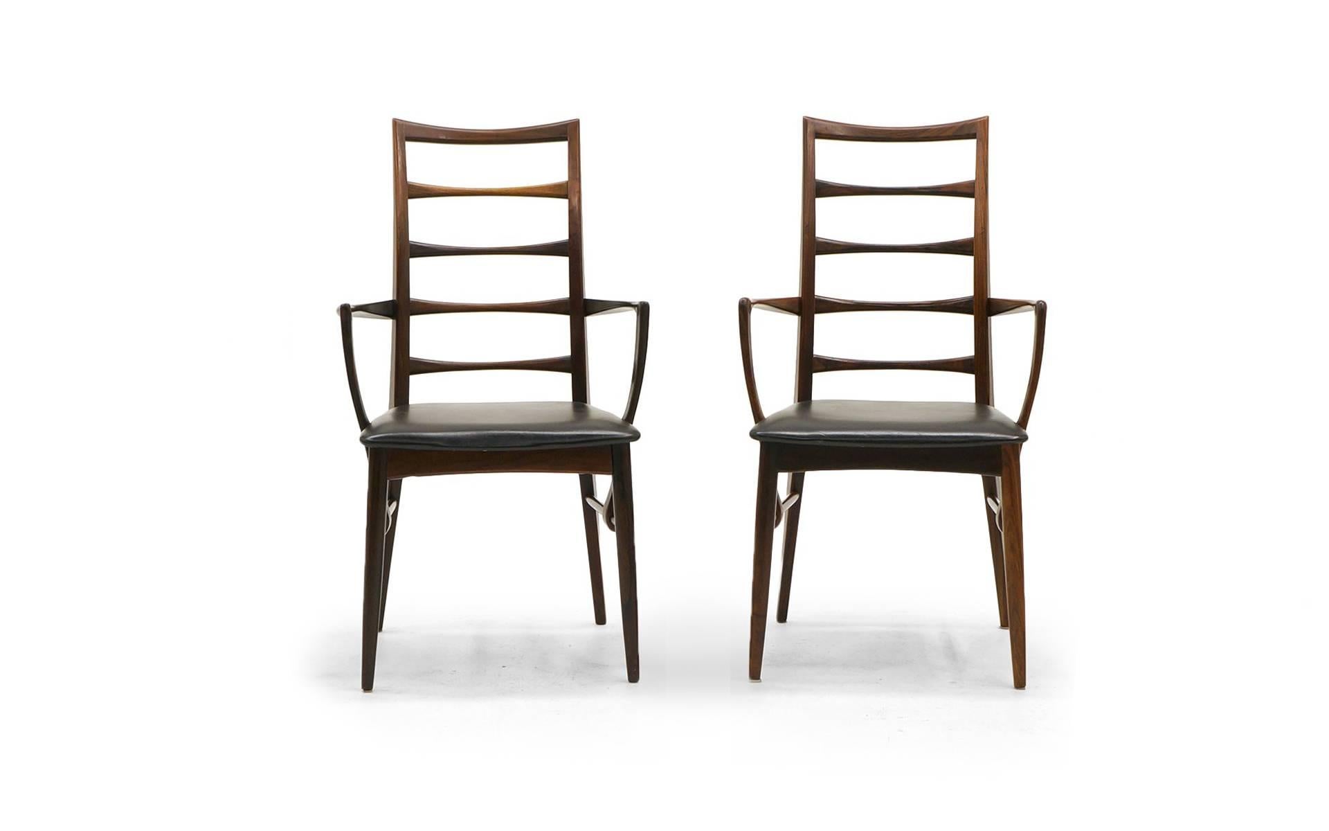 Danish 6 Rosewood Lis Dining Chairs by Niels Kofoed, Two with arms, Four armless