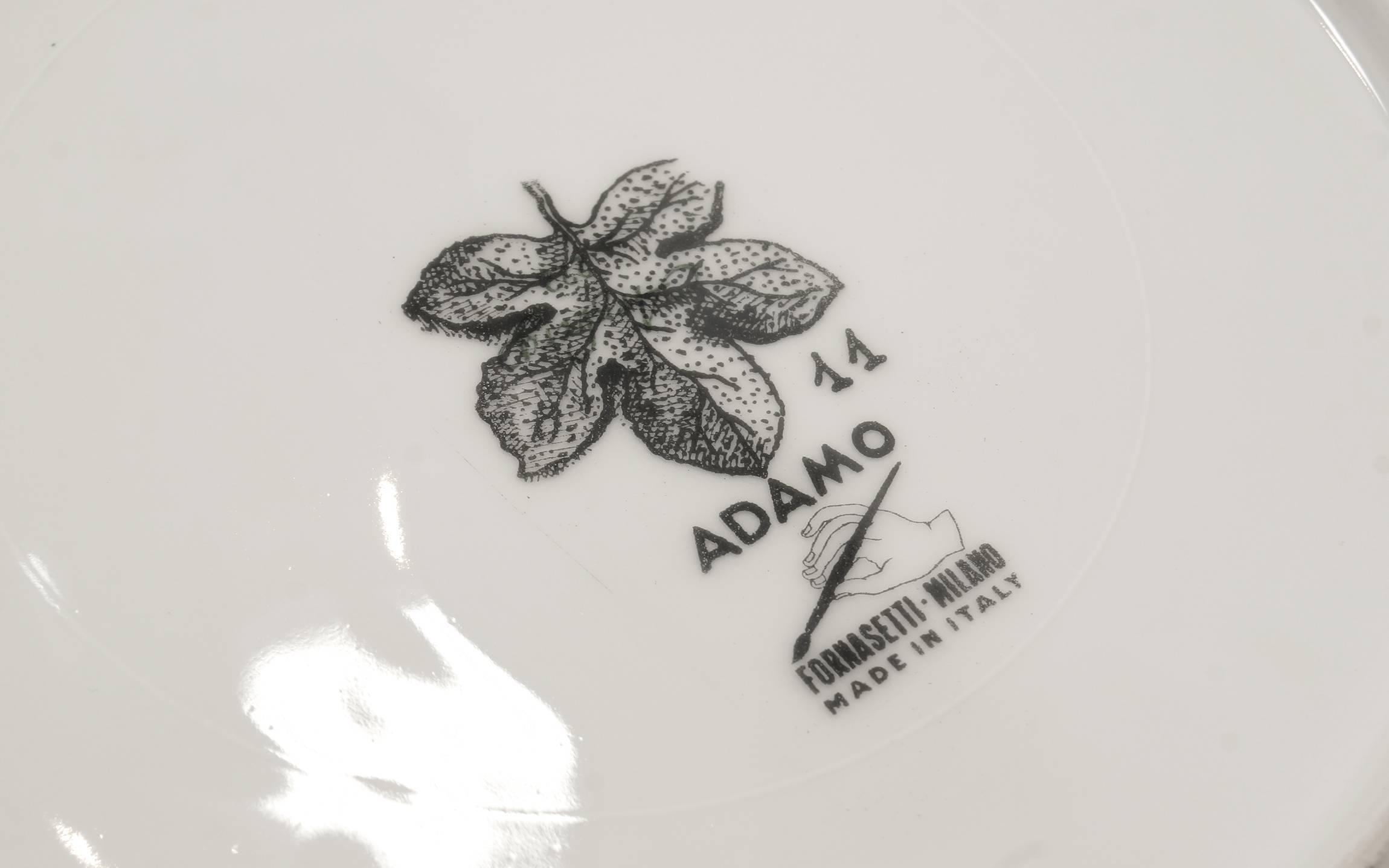 Italian Fornasetti Adam and Eve, Adamo and Eva, 24 Porcelain Plates. Mint Condition. 