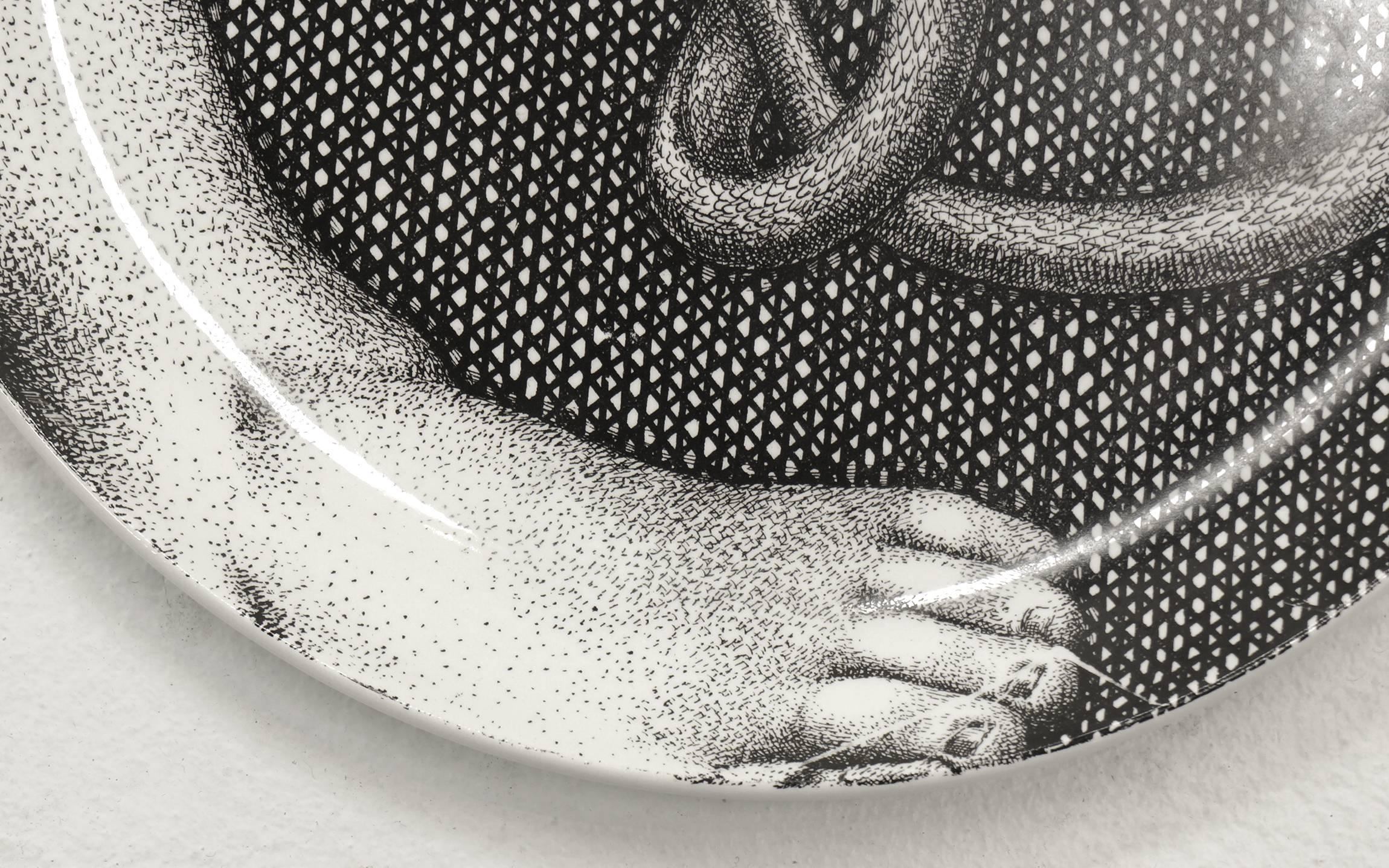 Mid-Century Modern Fornasetti Adam and Eve, Adamo and Eva, 24 Porcelain Plates. Mint Condition.