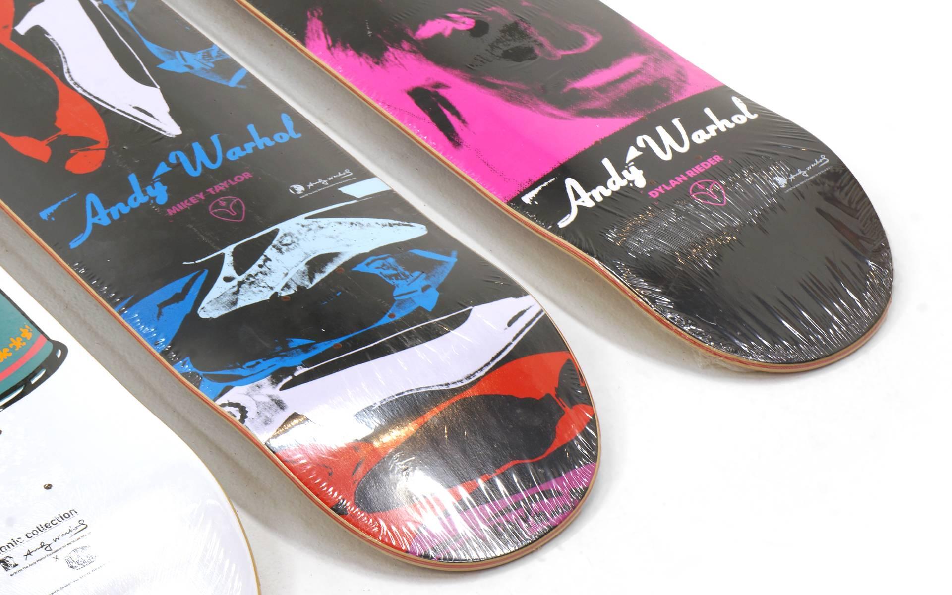 American Andy Warhol Skateboard Decks, Set of Four, Three Elvis, Campbells Soup