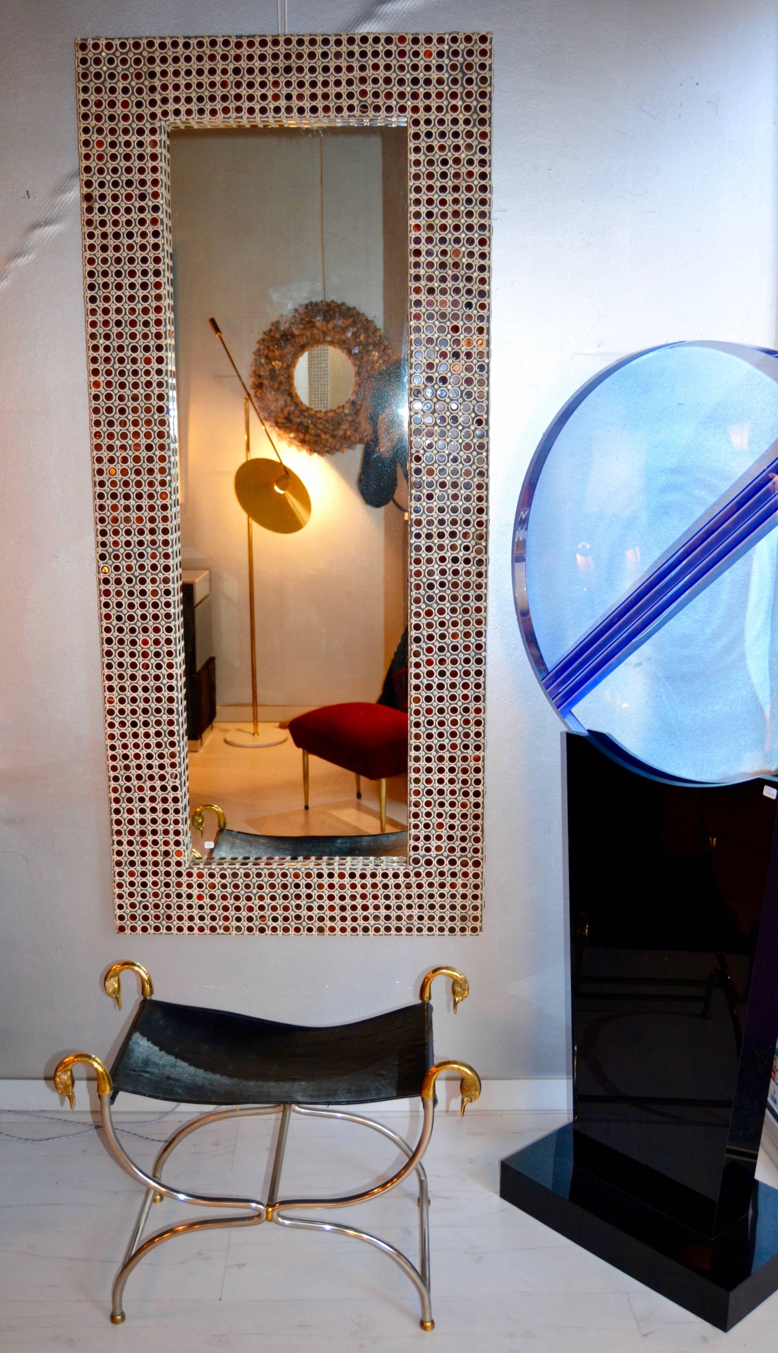 1980s Agate and Bone Mirror by Ado Chale In Excellent Condition In Saint-Ouen, FR