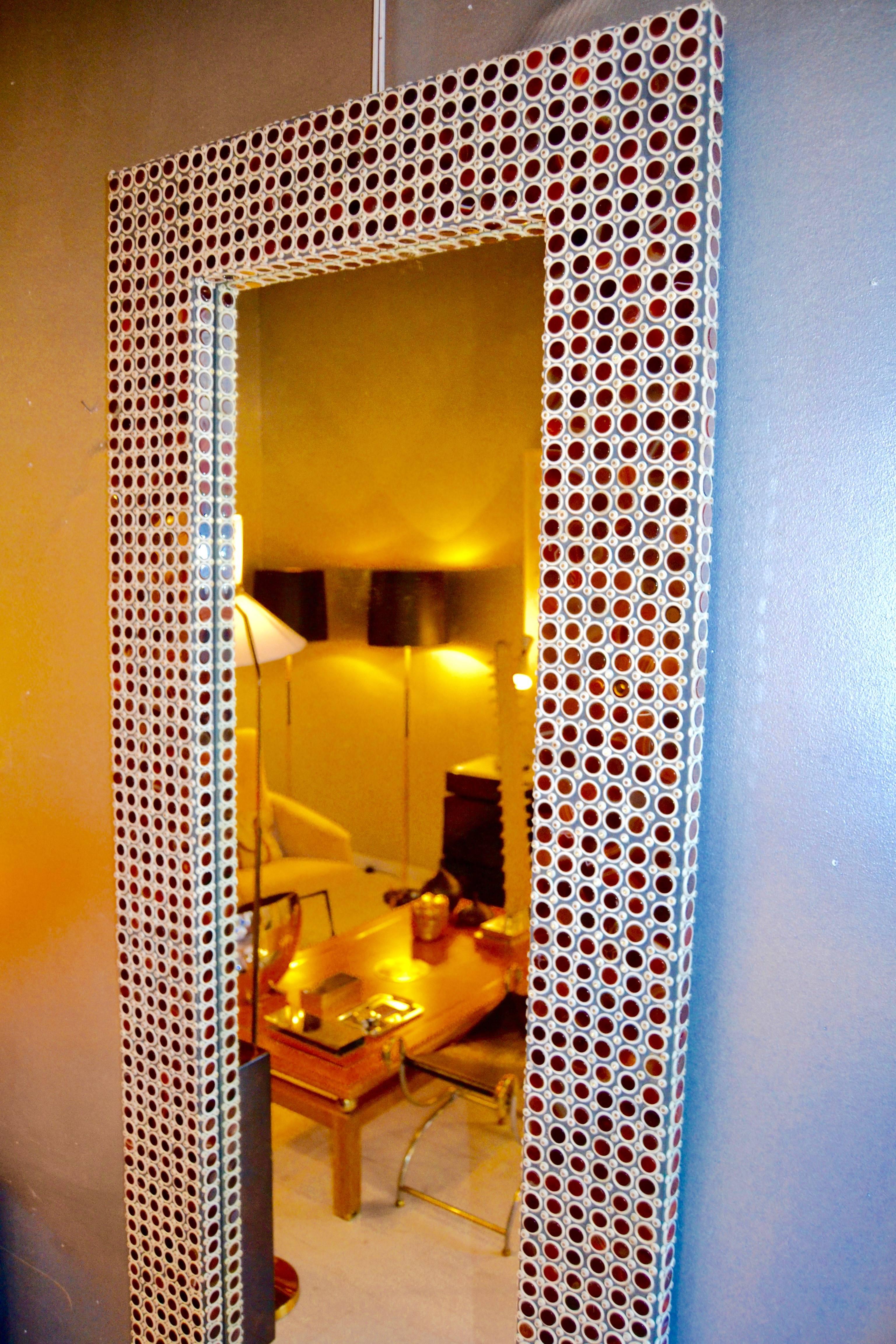 1980s Agate and Bone Mirror by Ado Chale 4