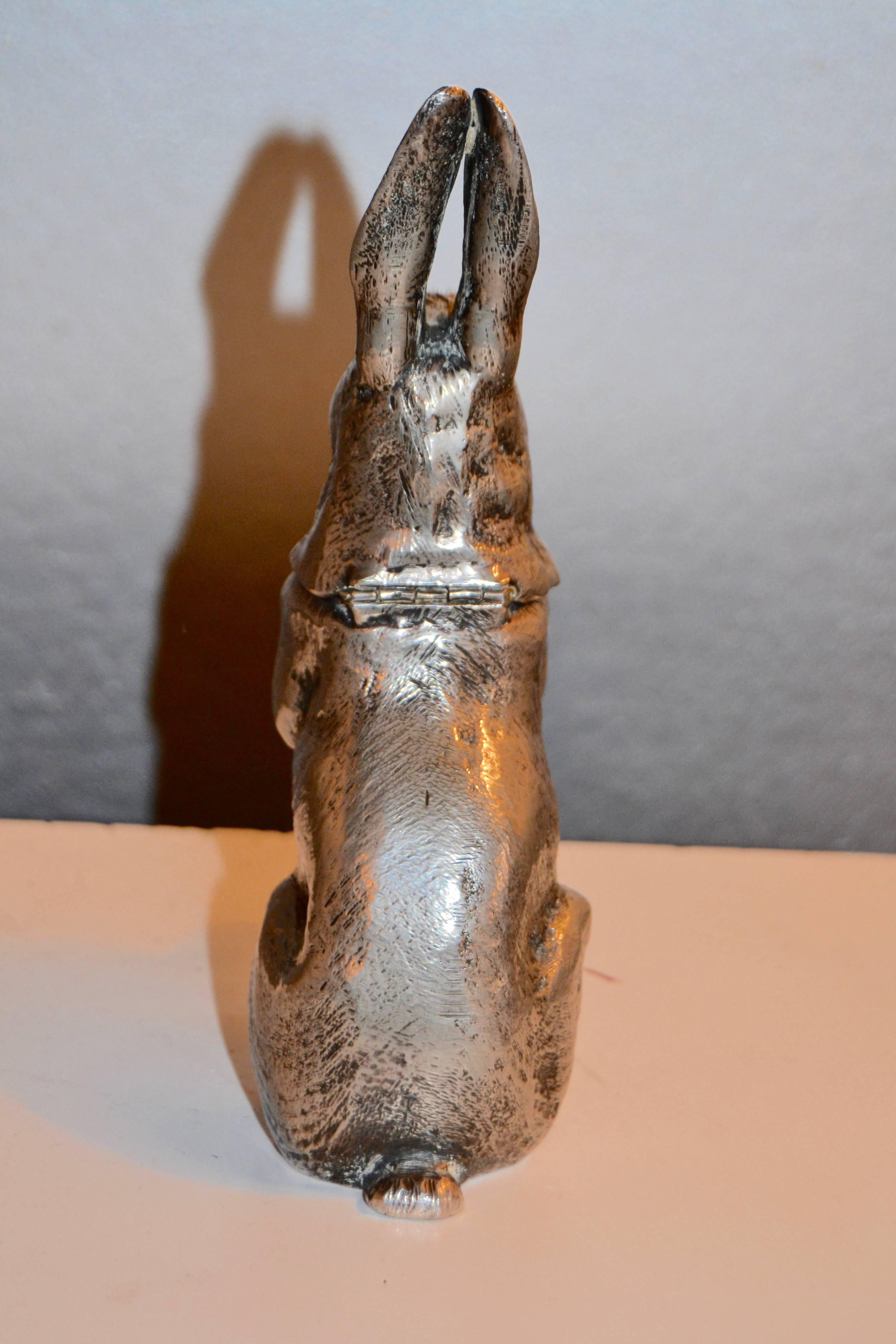 XX Century Silver Plated Hare Inkwell In Good Condition For Sale In Saint-Ouen, FR