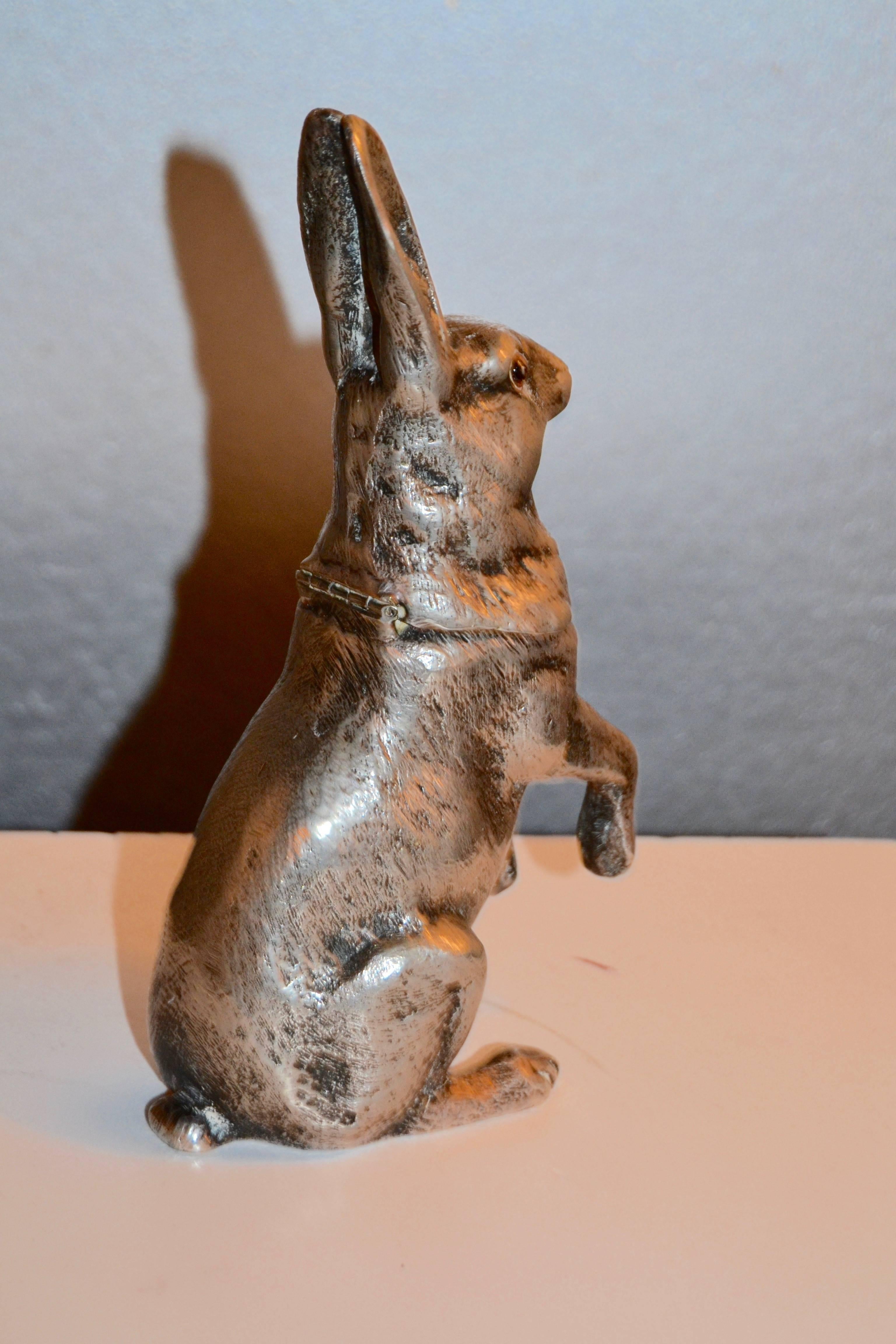 20th Century XX Century Silver Plated Hare Inkwell For Sale