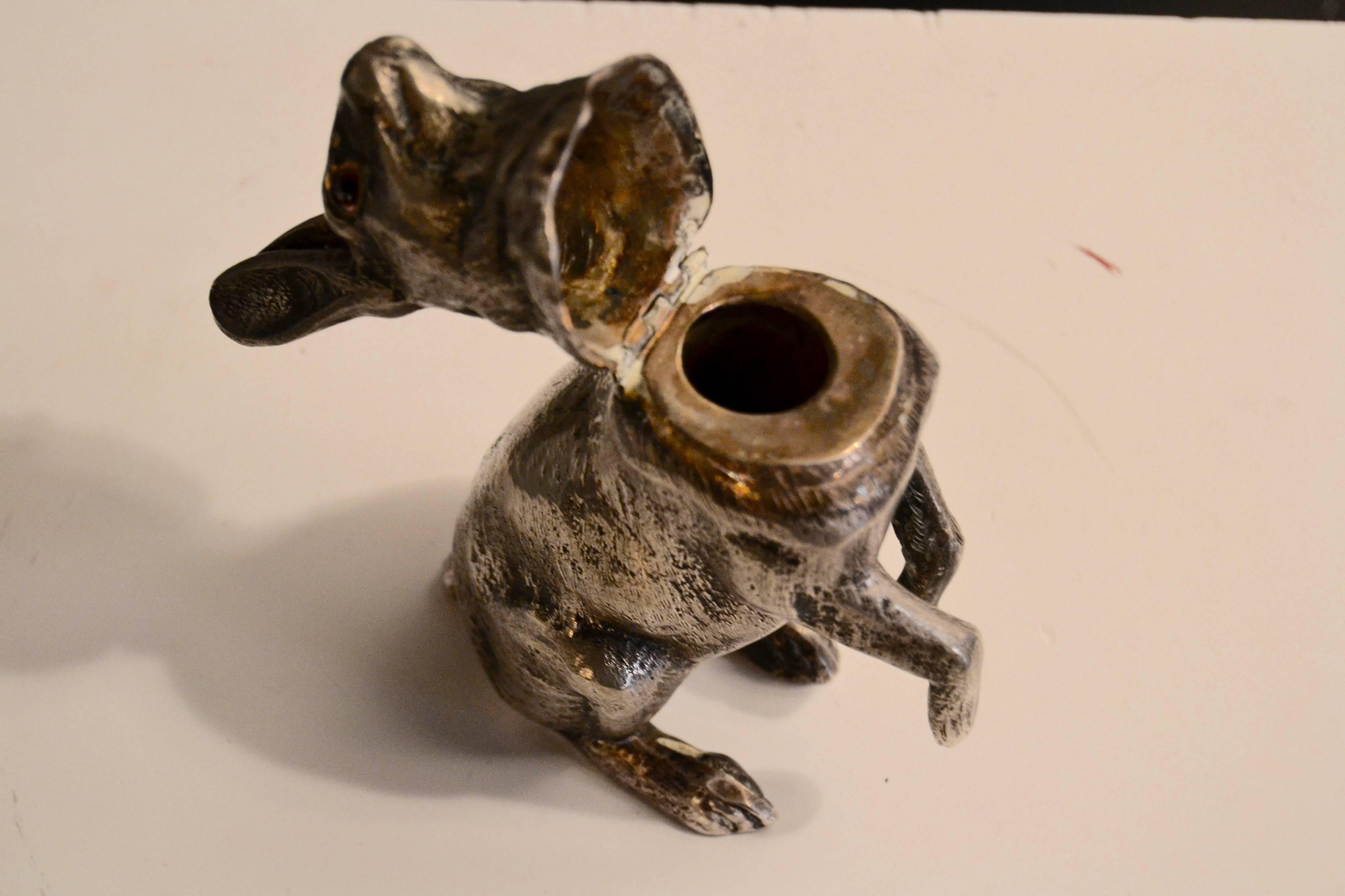 XX Century Silver Plated Hare Inkwell For Sale 1