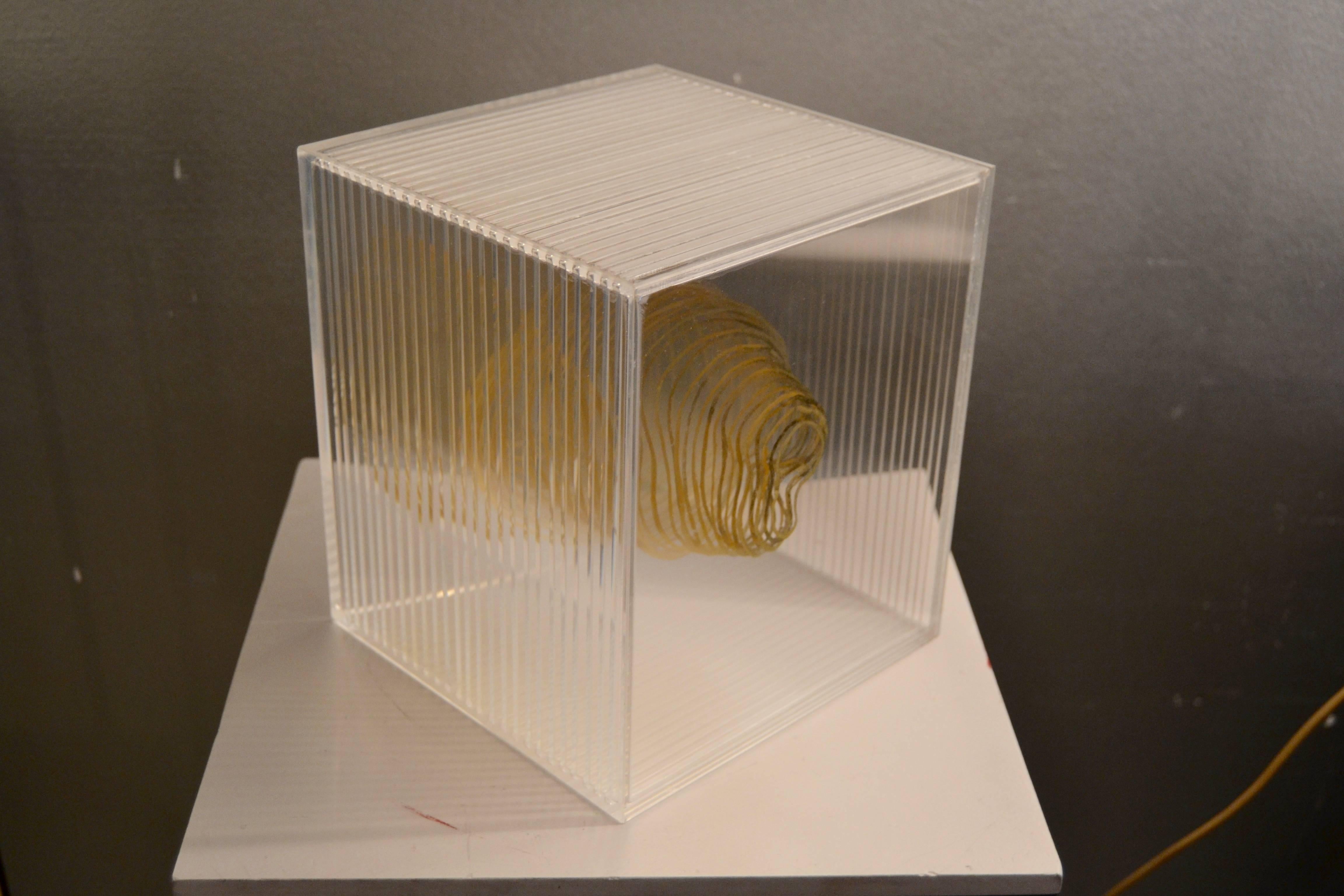 Lucite and Gold Leaf Sculpture by Isabel Alonso Vega 1