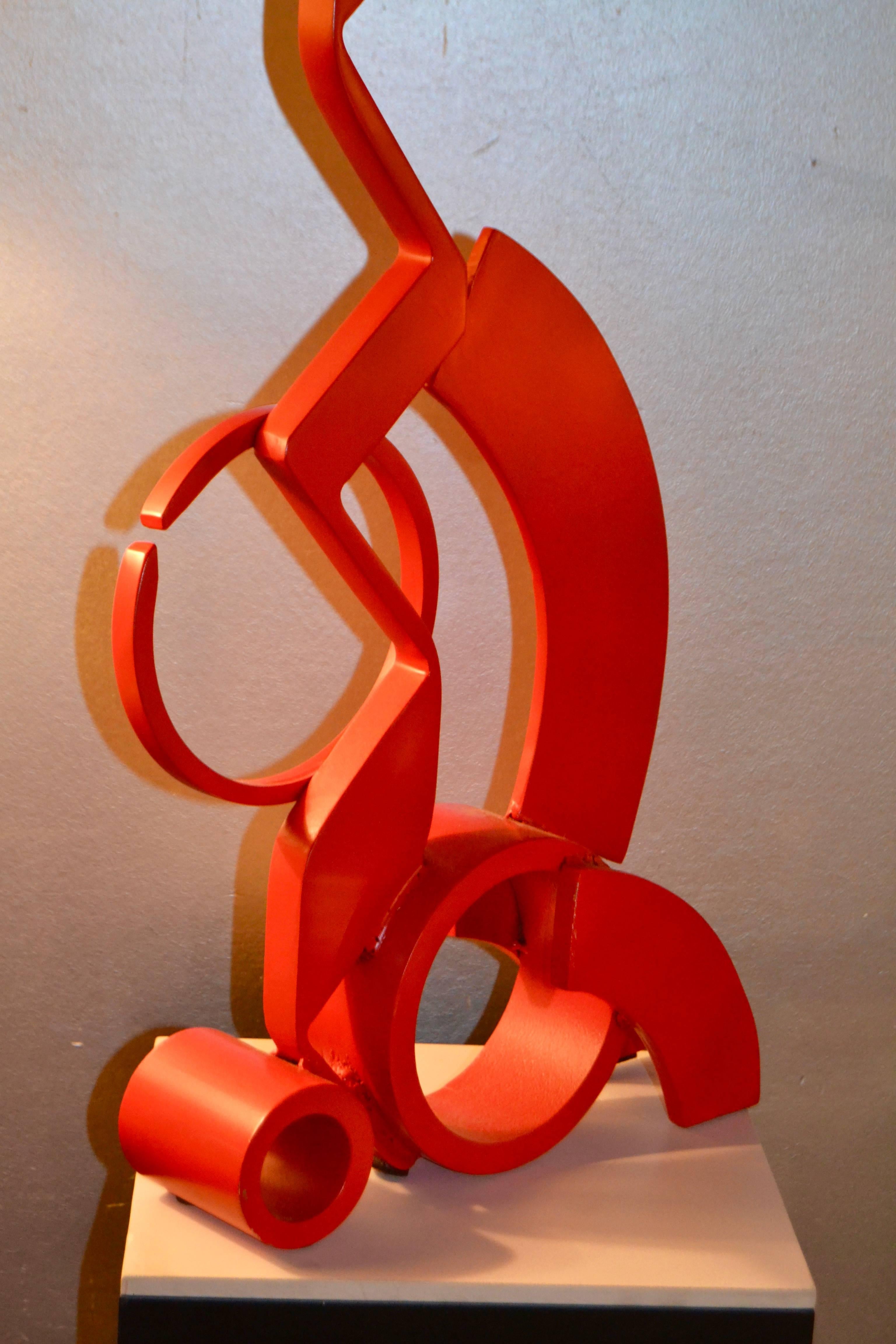 Italian Red Steel Sculpture by Caporicci