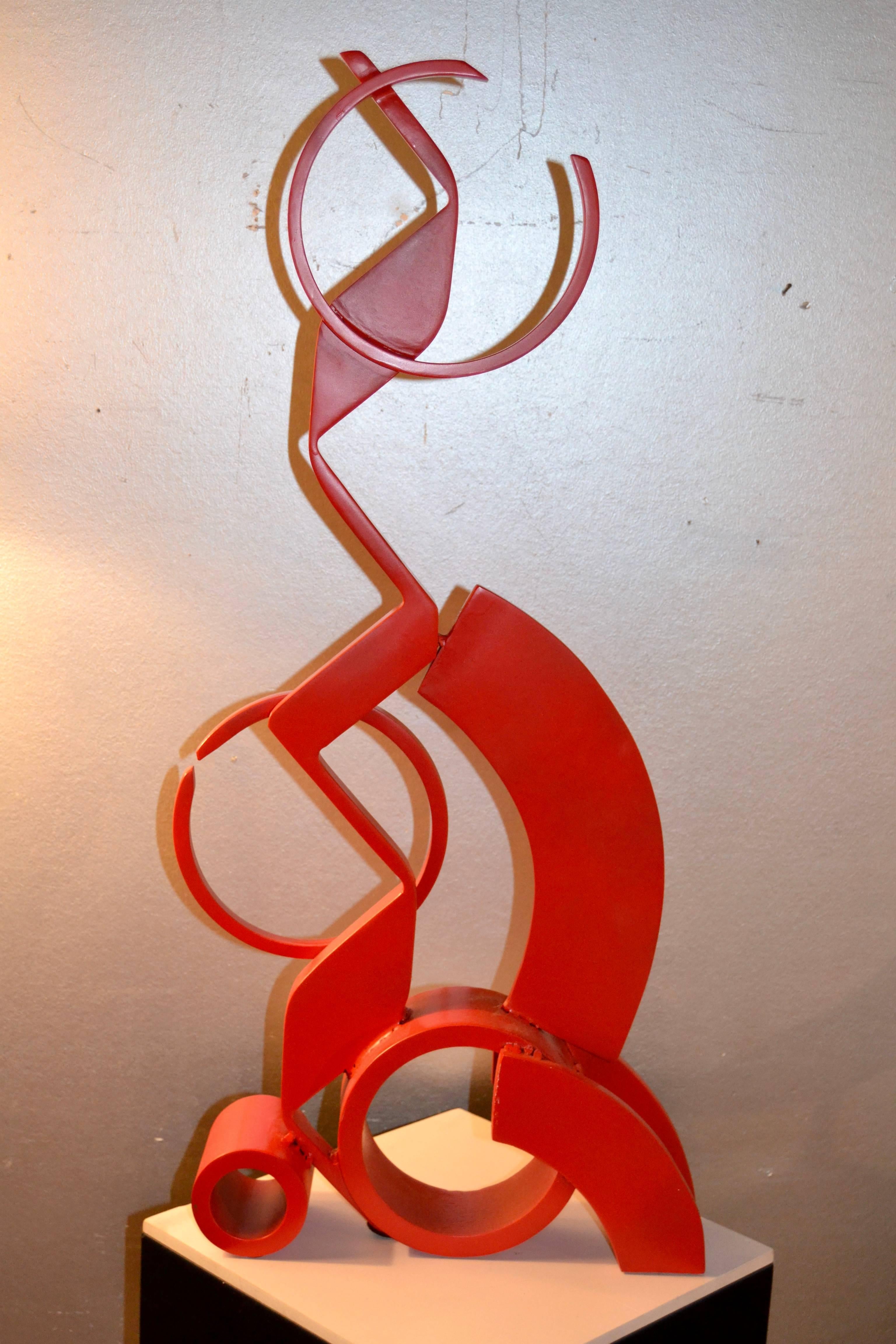 Red Steel Sculpture by Caporicci In Excellent Condition In Saint-Ouen, FR
