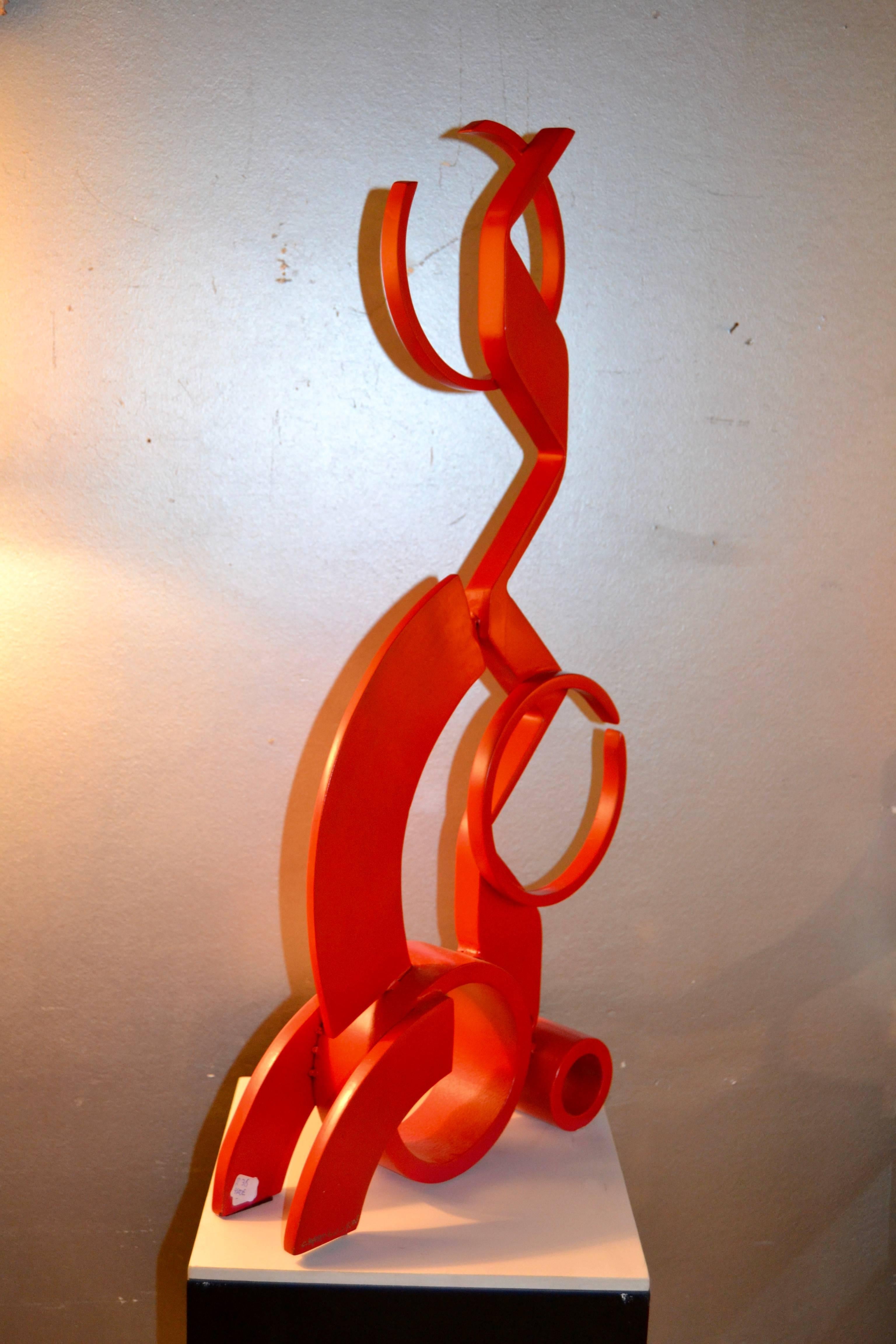 Red Steel Sculpture by Caporicci 1