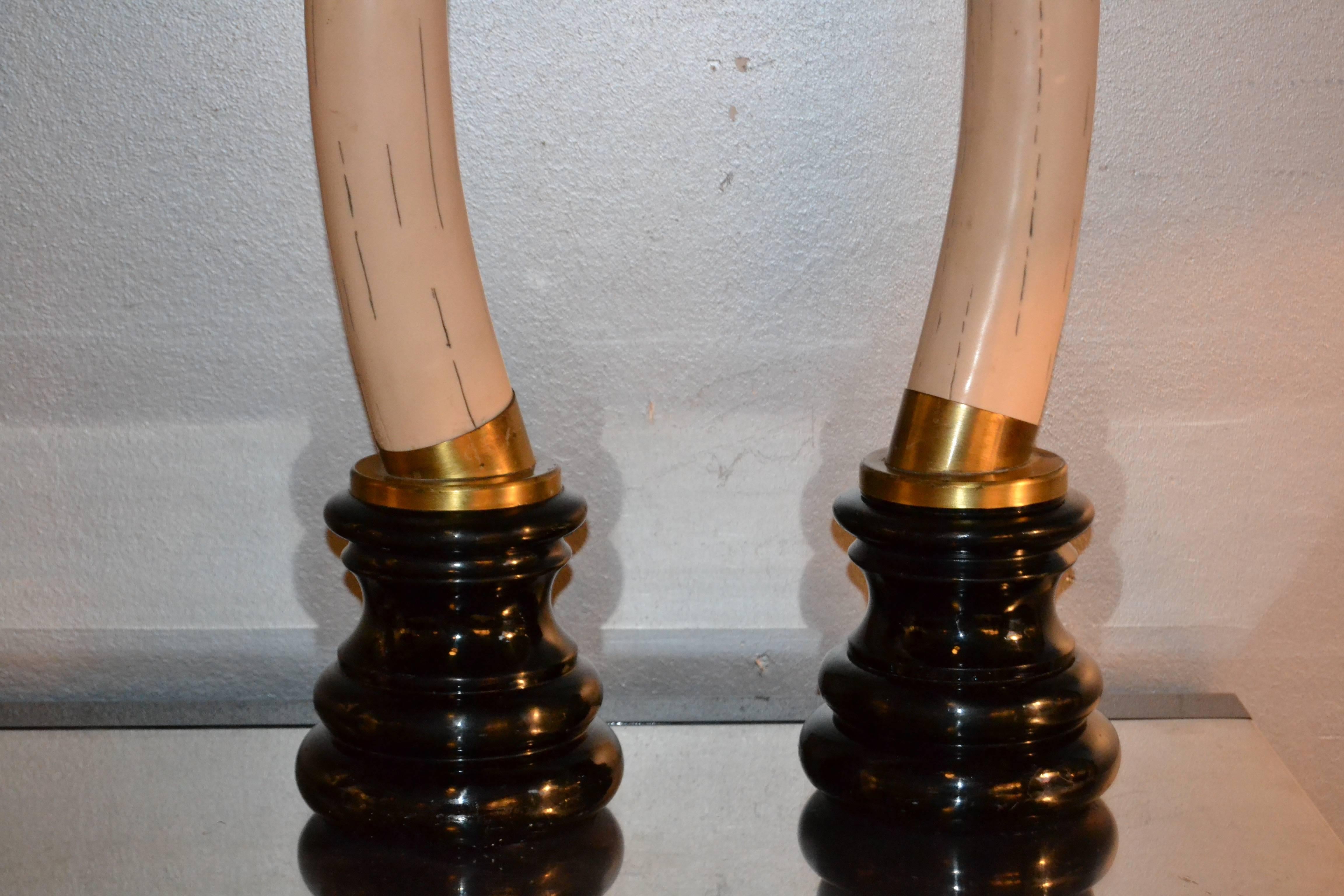 Pair of 1970s Faux Elephant Tusks 1