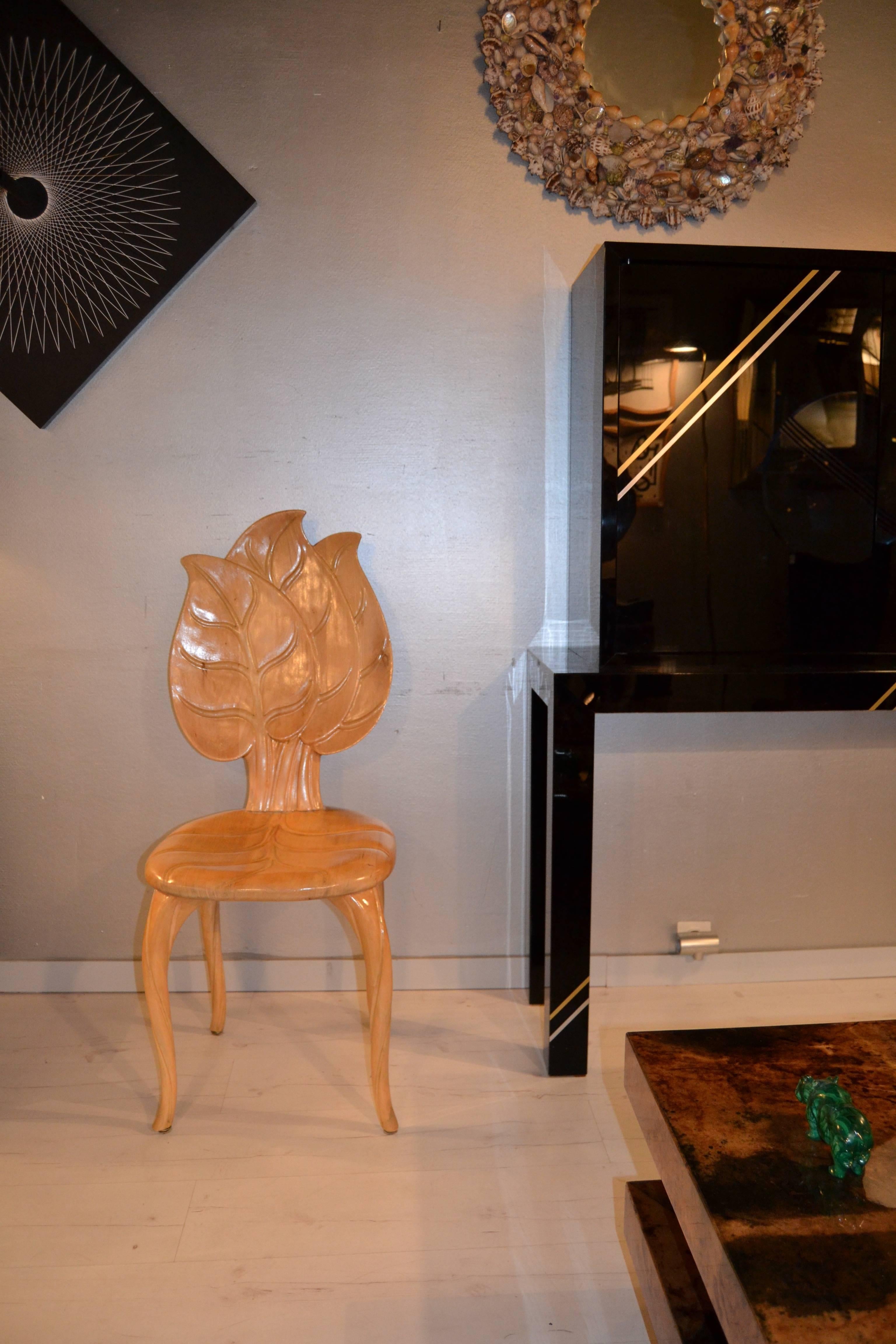 Mid-Century Modern 1970s Bartolozzi & Maioli Wooden Leaf Chair For Sale