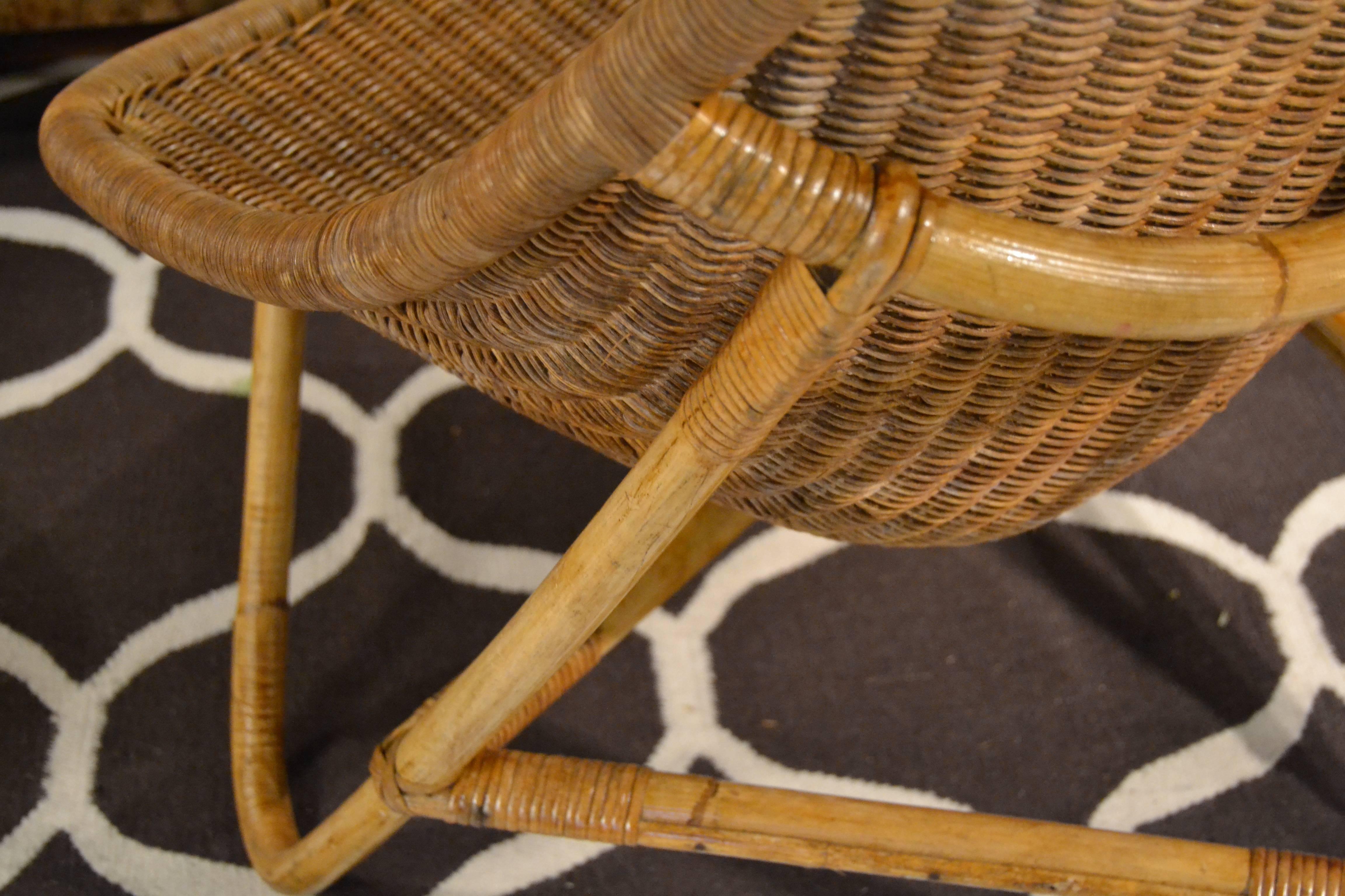 French 1960s Bamboo and Rattan Chair