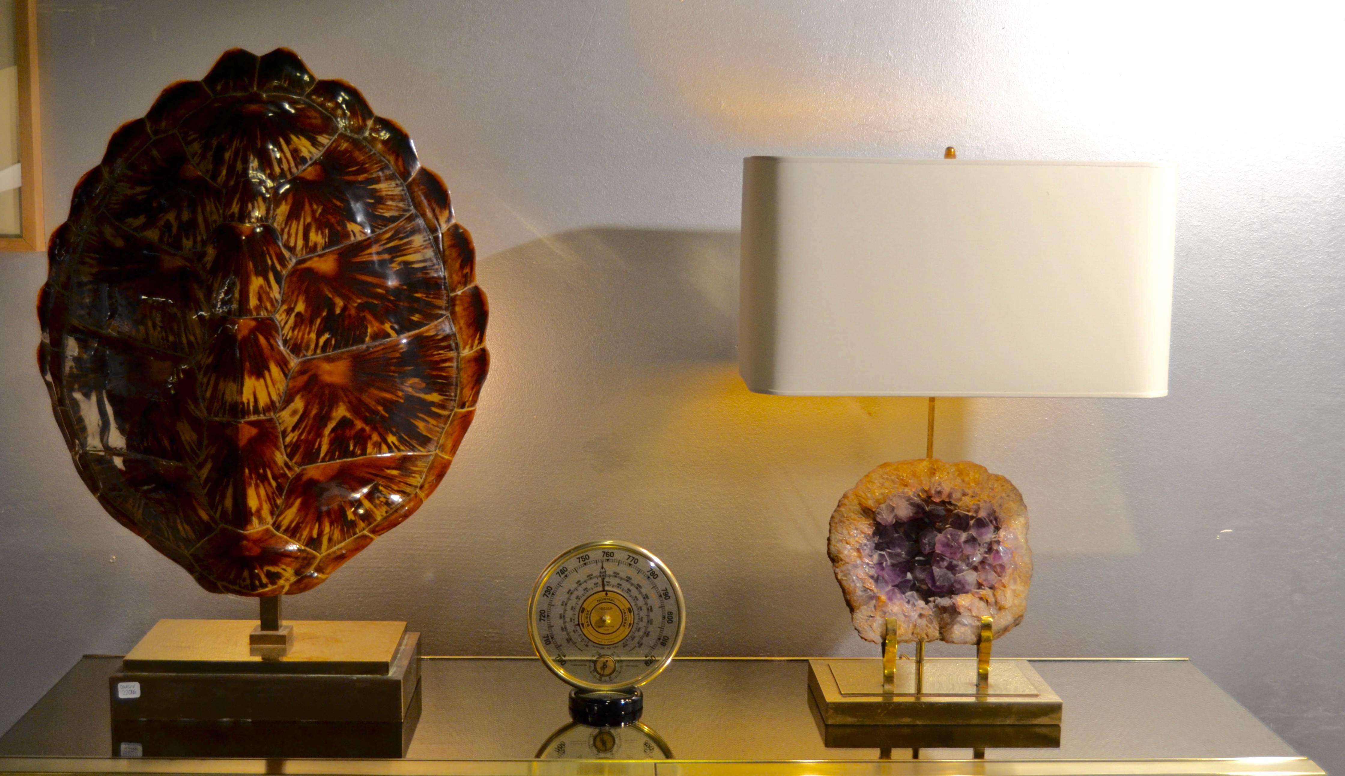 Late 20th Century 1970s Amethyst and Brass Lamp