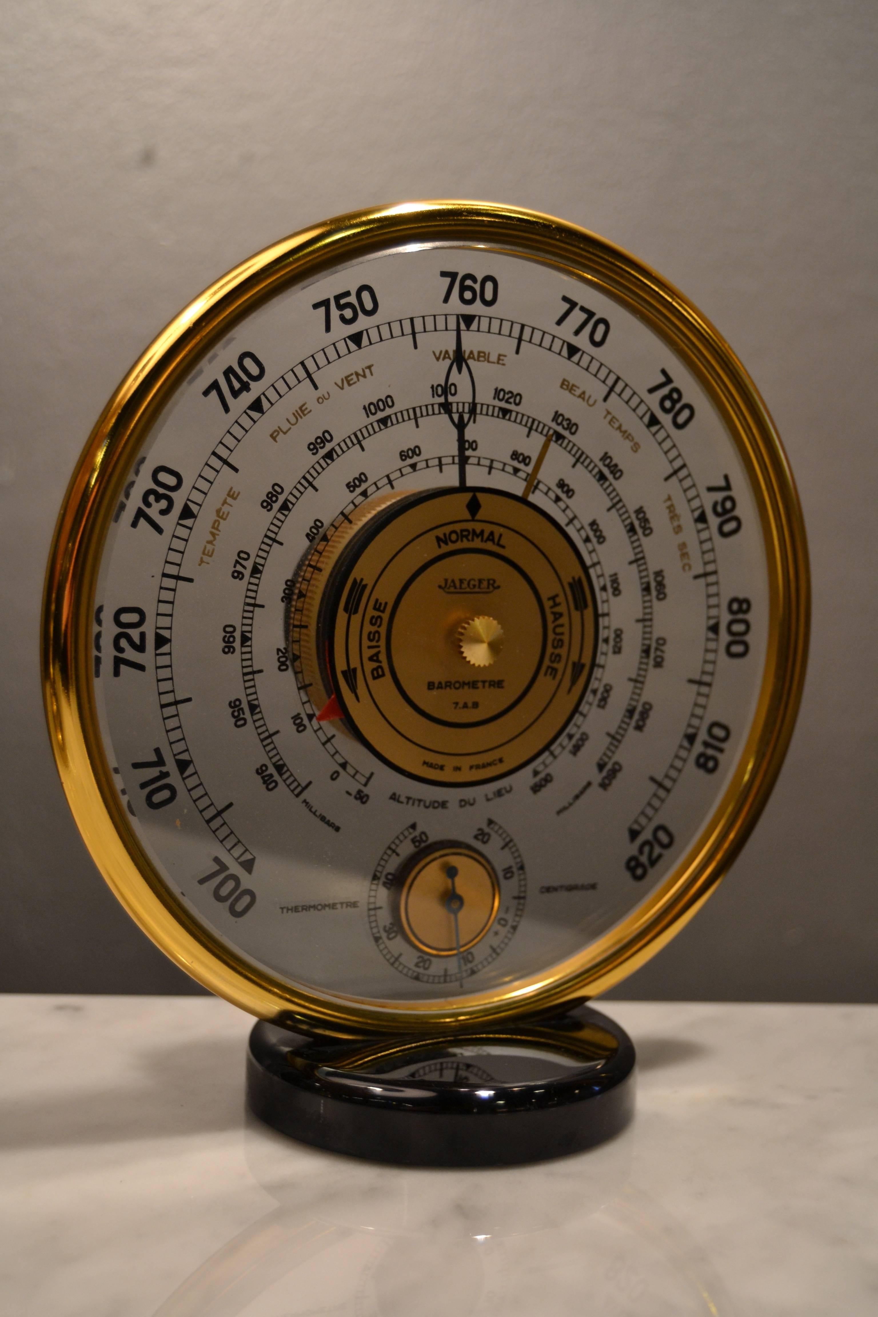 French 1940s Jaeger Desk Top Barometer and Thermometer