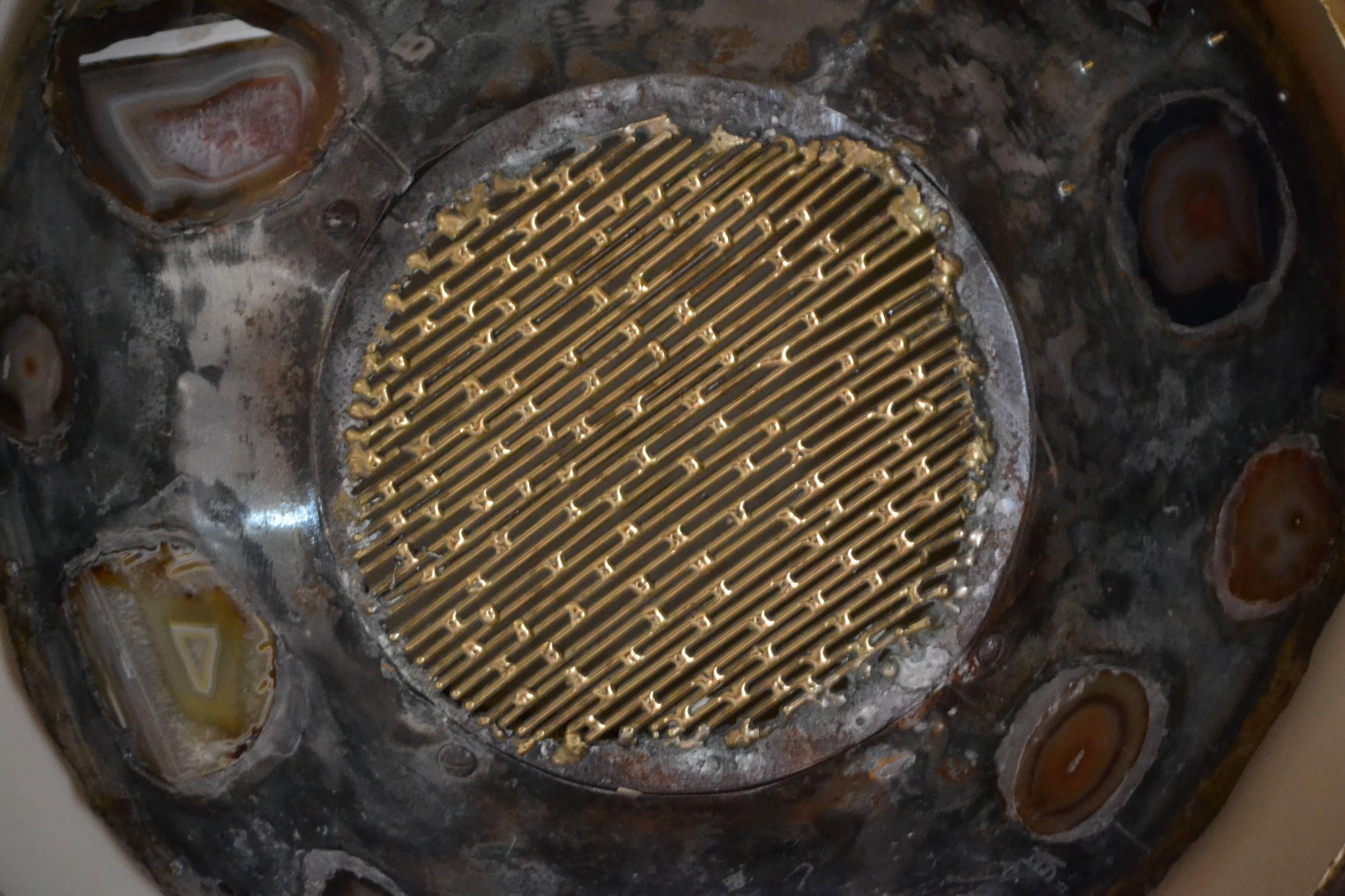 Late 20th Century 1970s Large Wall Light with Agates Inlaid by Henry Fernandez