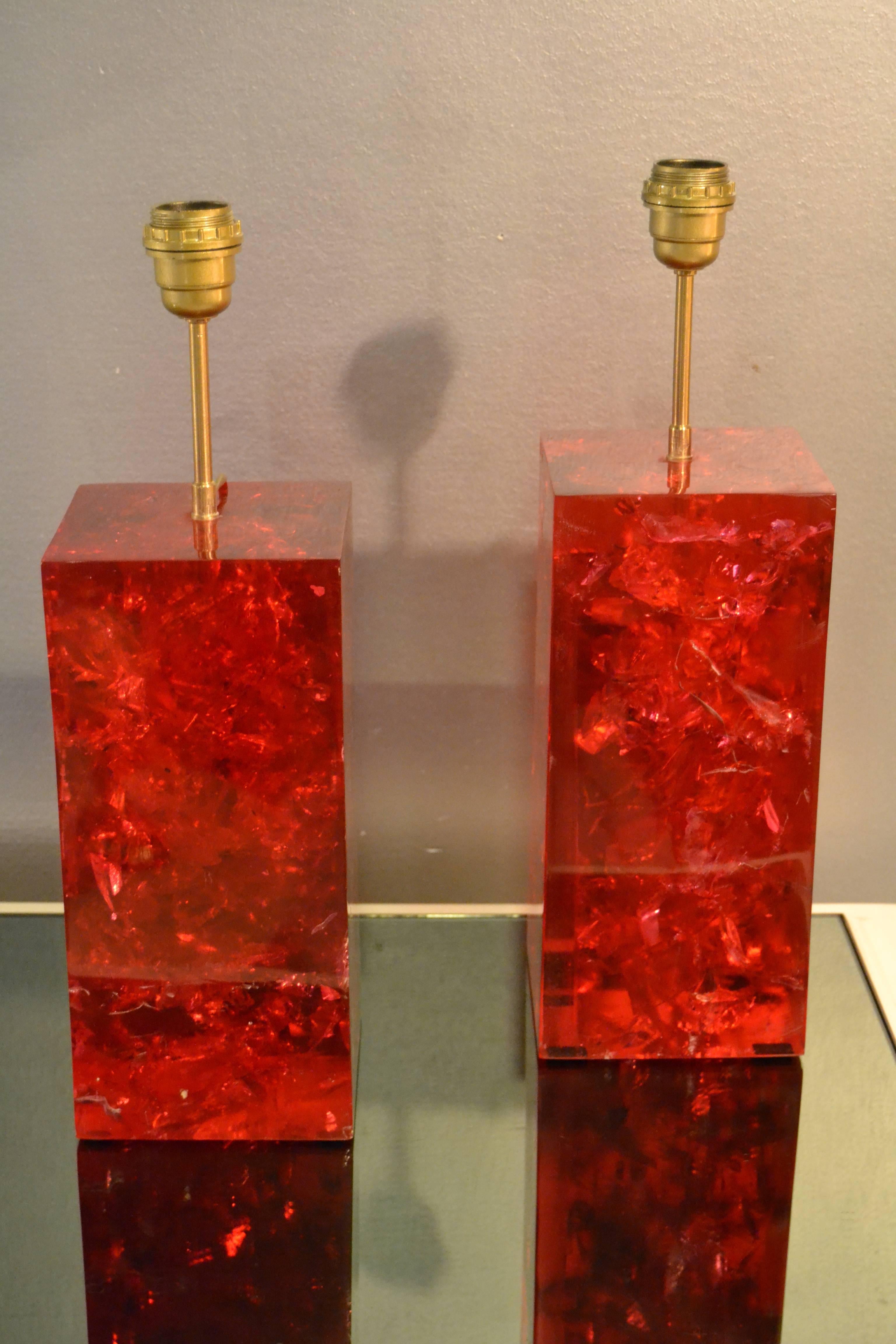 Pair of large resin fractal lamps, France, 1970
great vintage condition
Measures: Resin base is 15 cm x 15 cm x 33 cm high.