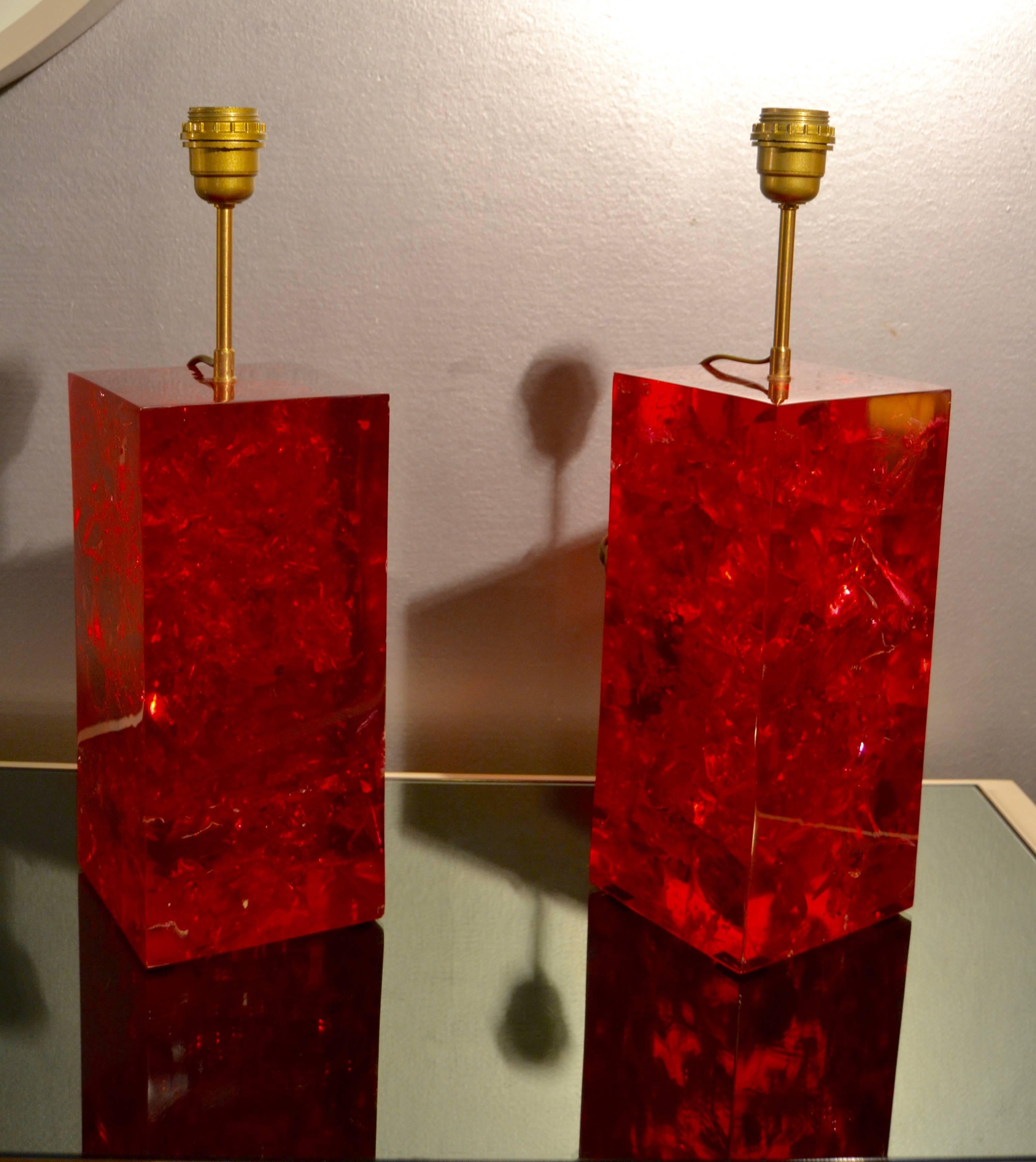 Pair of Large 1970s Fractal Resin Lamps 4