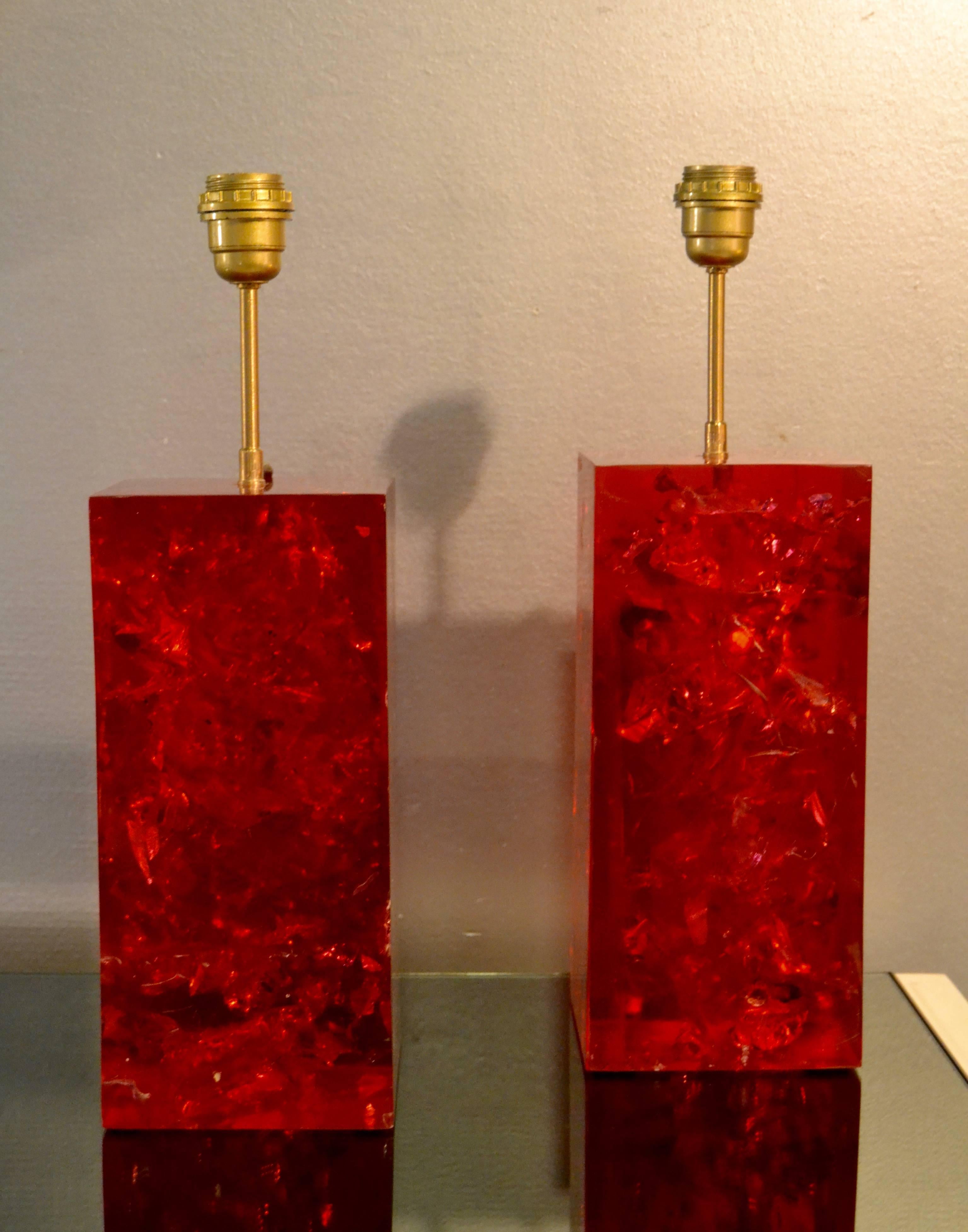 Pair of Large 1970s Fractal Resin Lamps 2