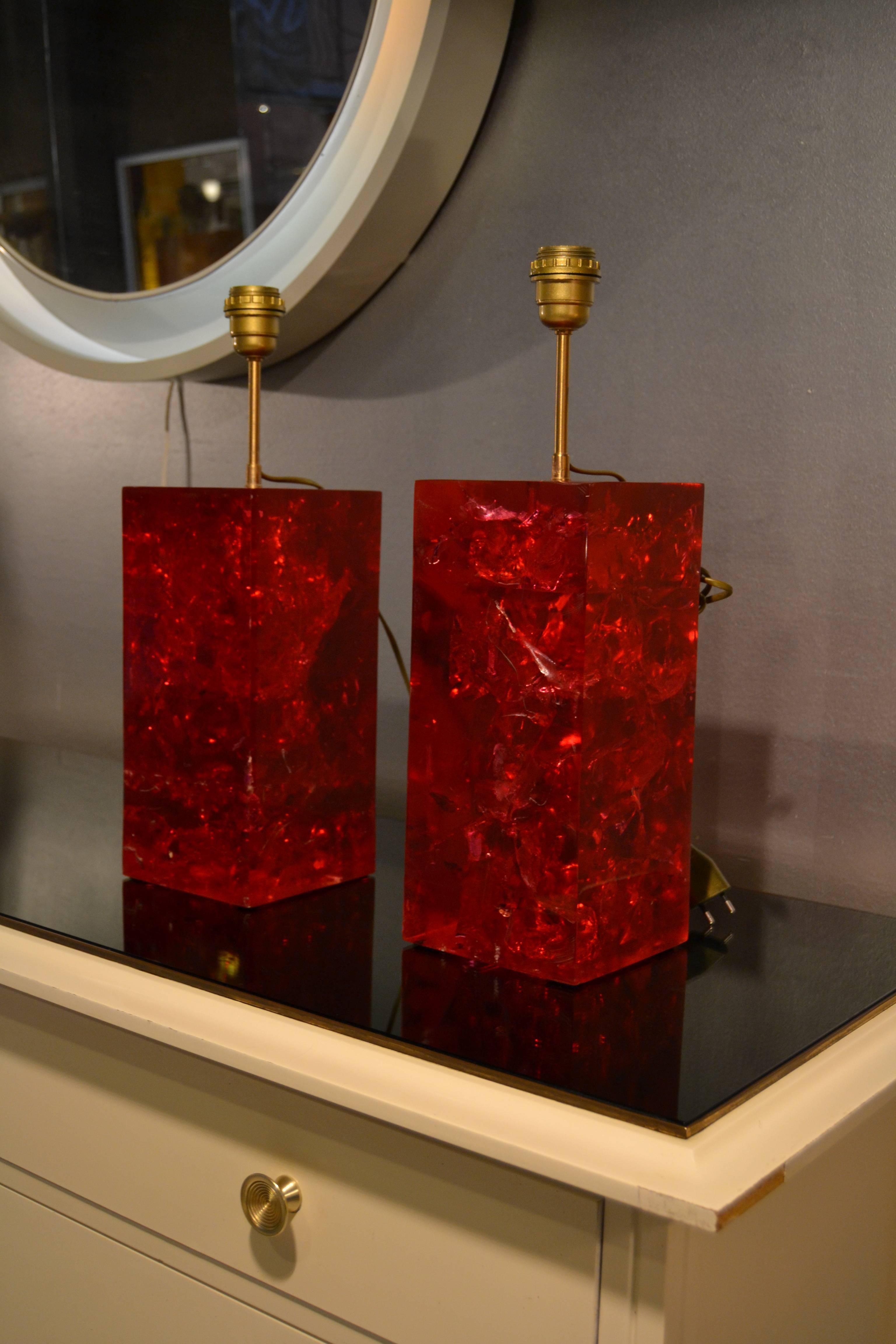 Pair of Large 1970s Fractal Resin Lamps 3