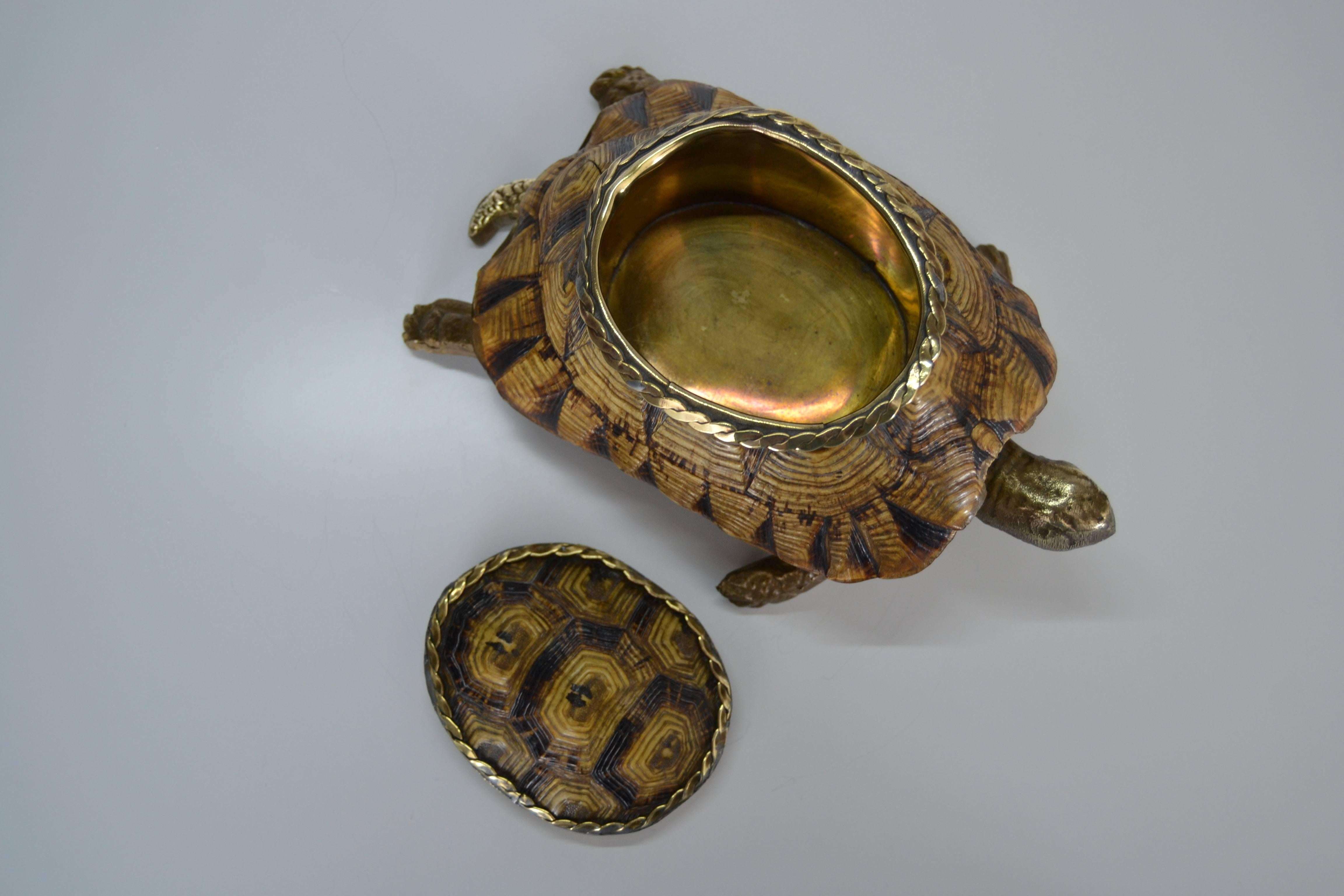 Italian 1970s Turtle Shell and Bronze Box