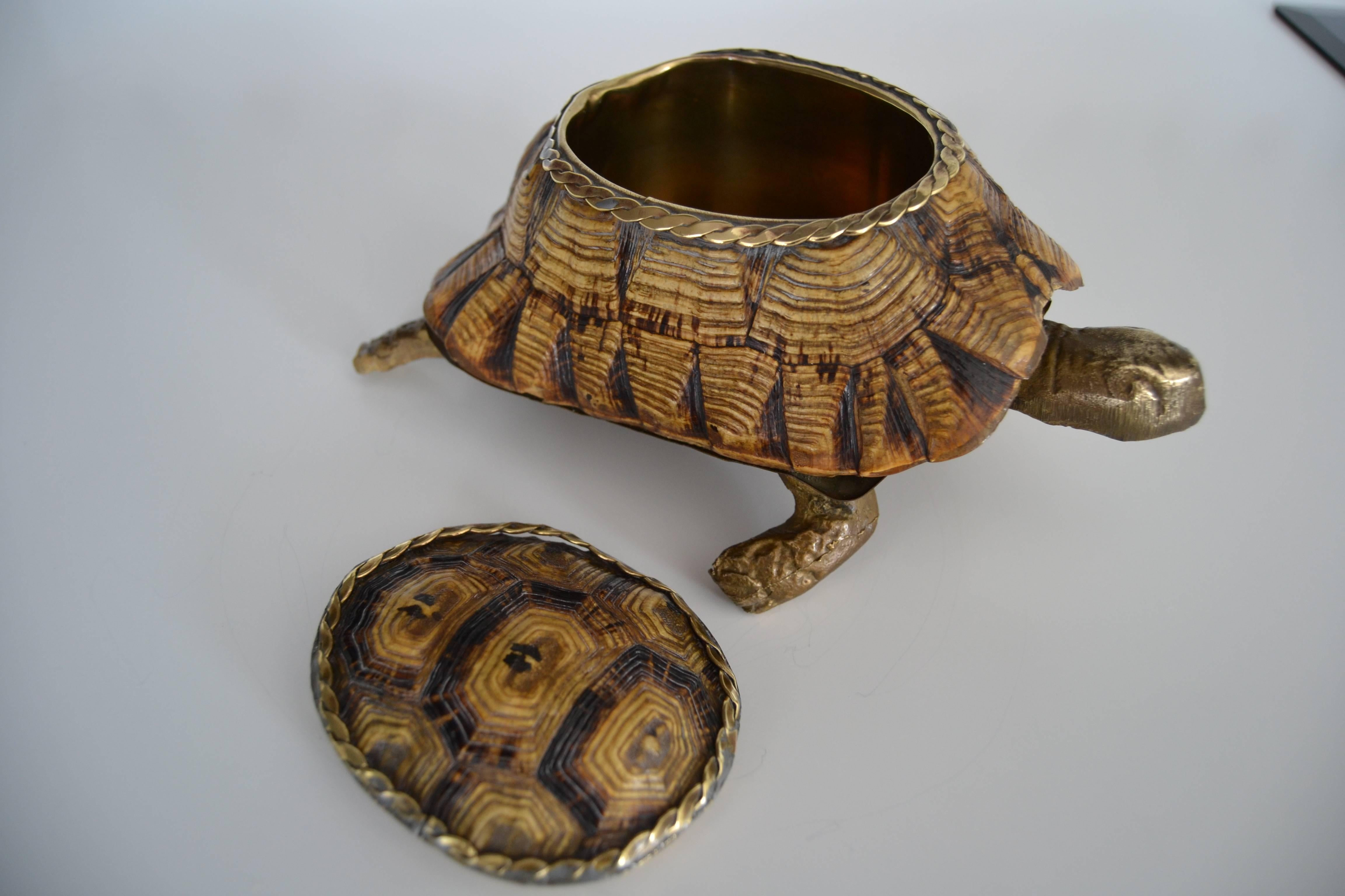 1970s Turtle Shell and Bronze Box In Good Condition In Saint-Ouen, FR
